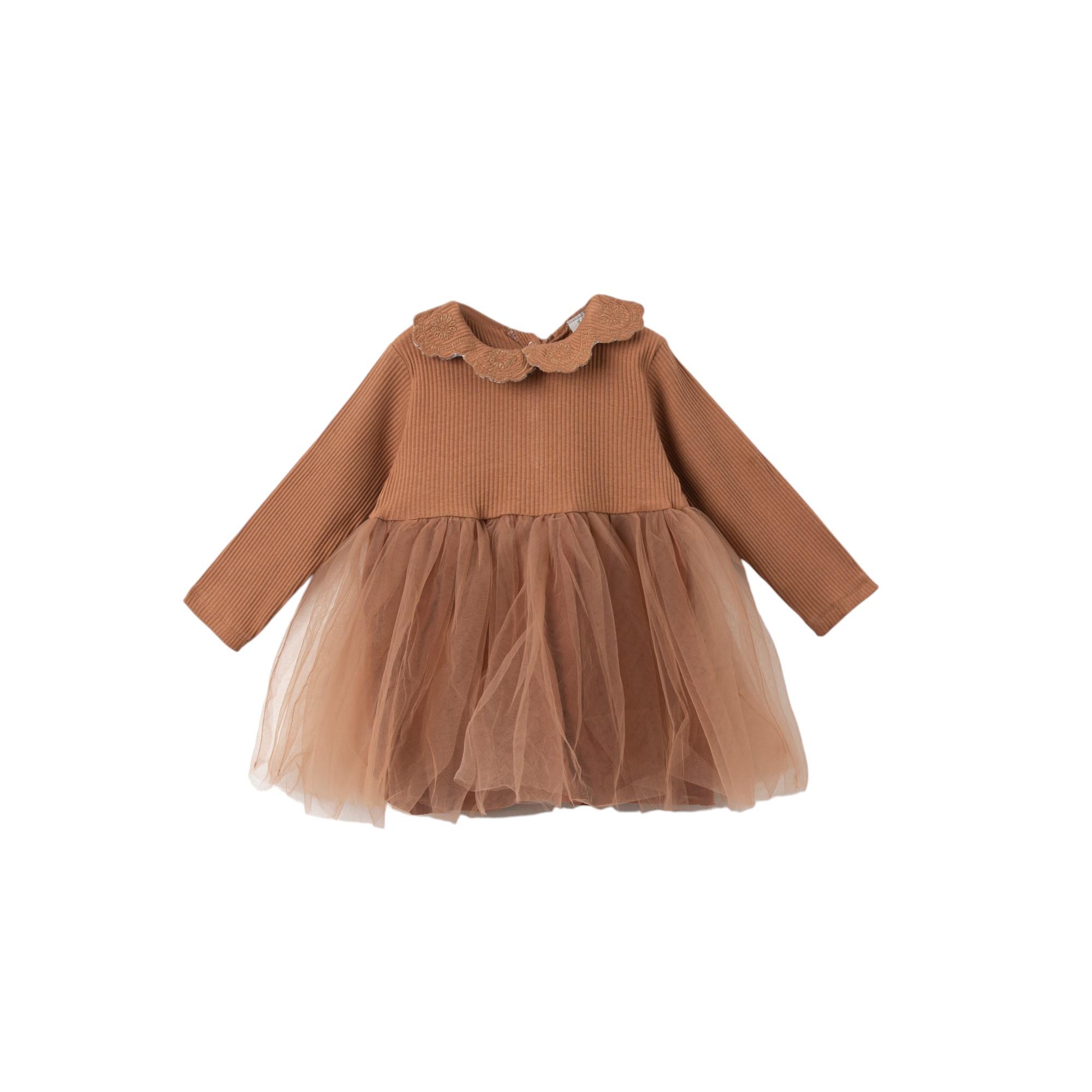 Brode Yakalı Tütülü Bebek Elbise