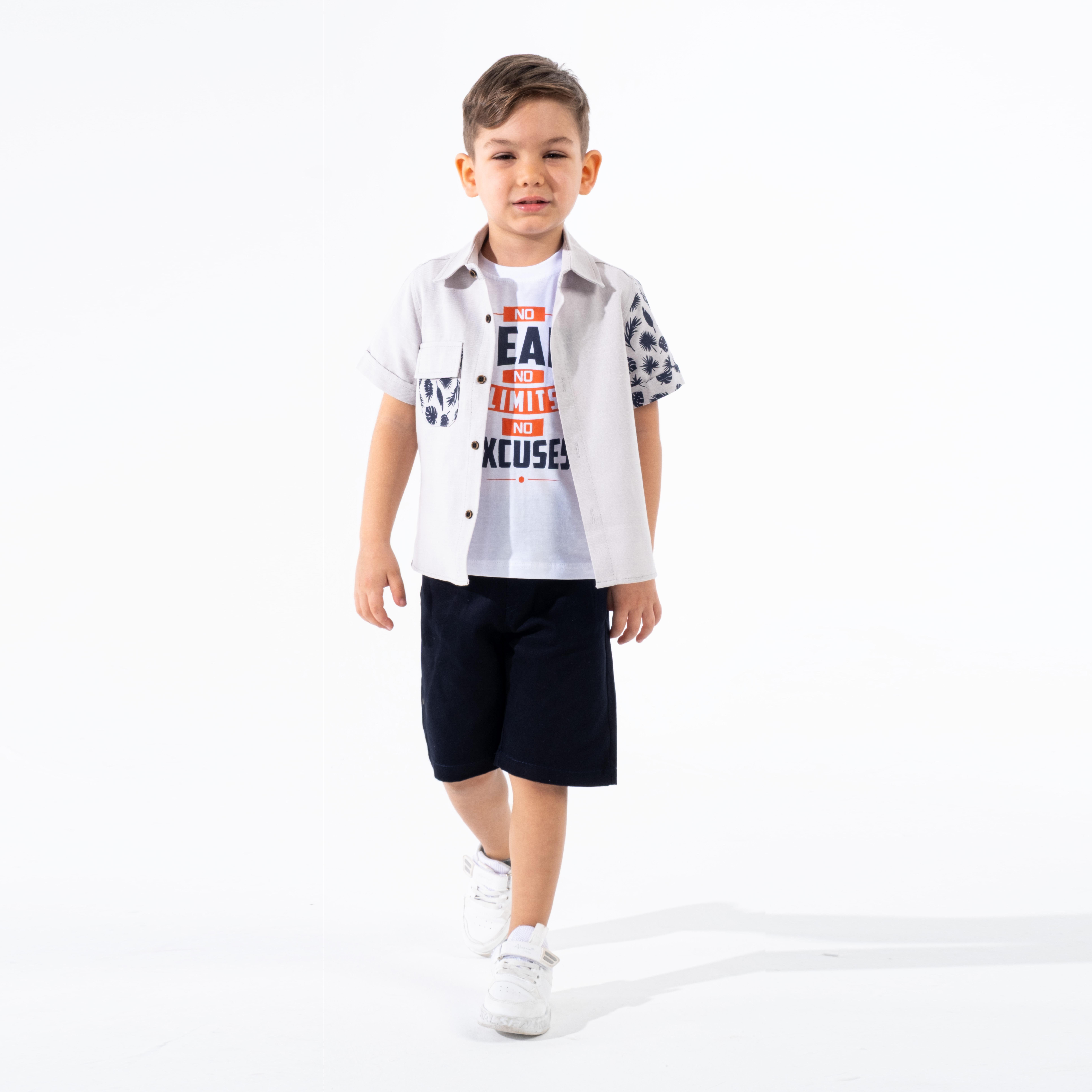 BY ÇELİX BASKI DETAYLI GÖMLEKLİ ÜÇLÜ TAKIM 5-8 Y