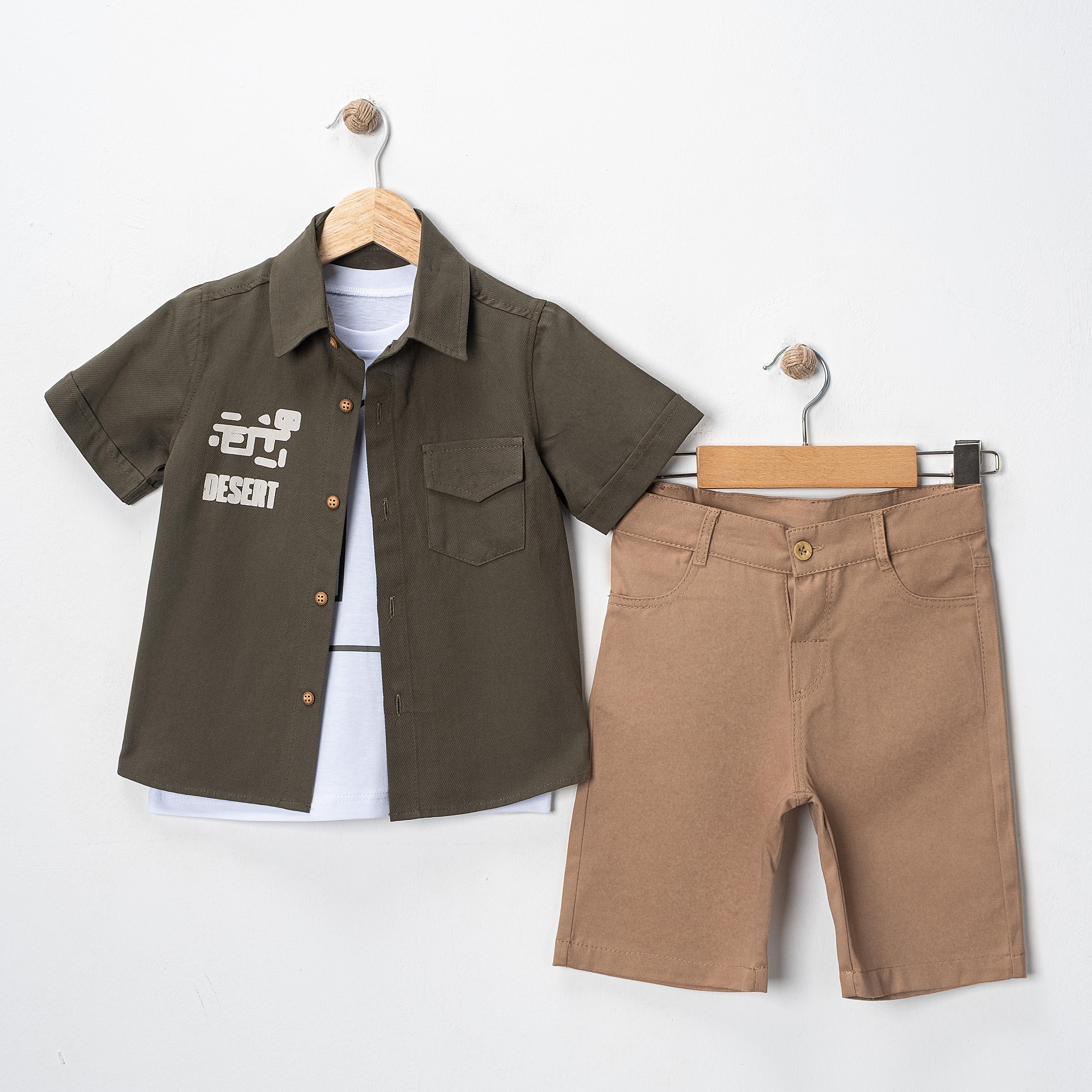 BY ÇELİX BASKI DETAYLI GÖMLEKLİ ÜÇLÜ TAKIM 5-8 Y