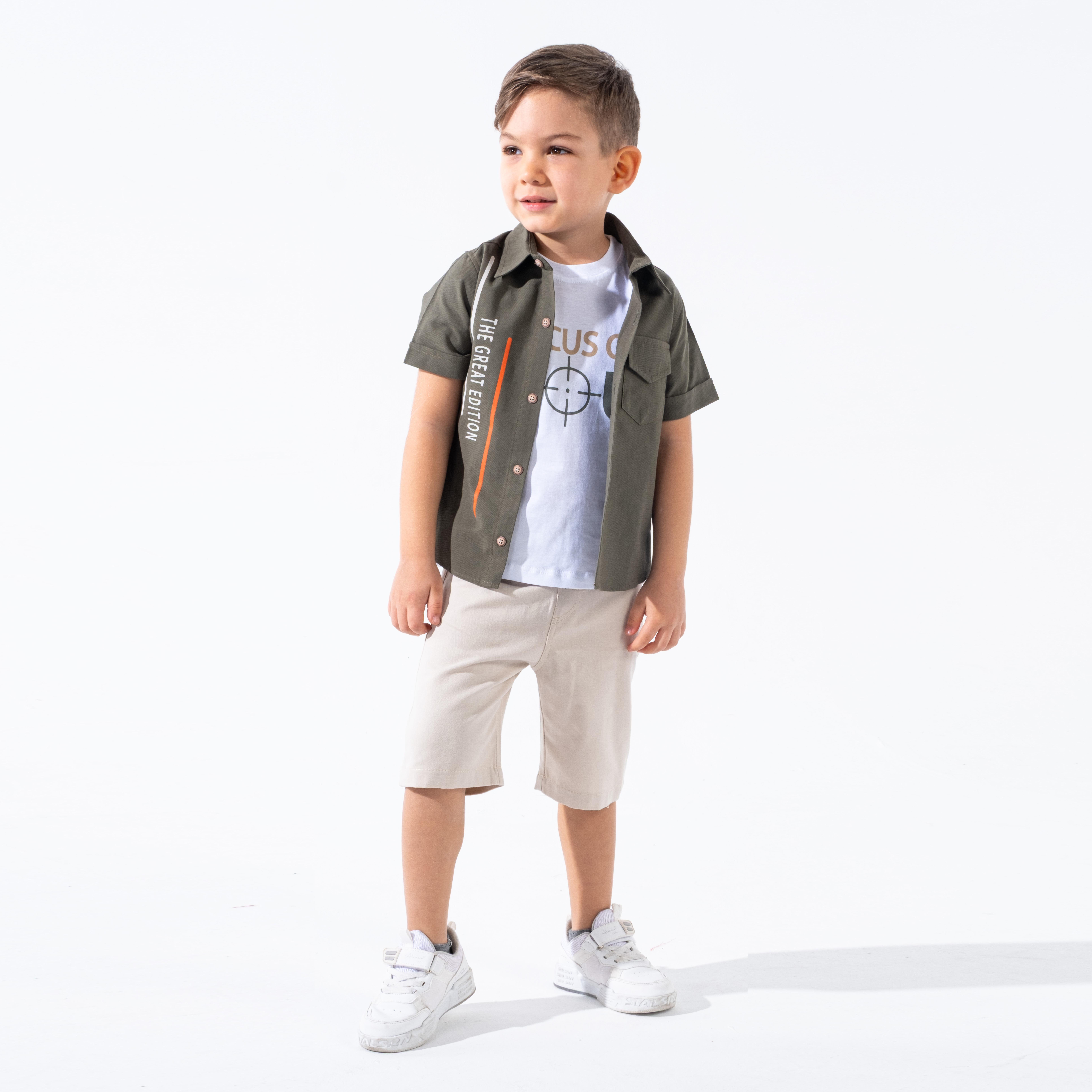 BY ÇELİX BASKI DETAYLI GÖMLEKLİ ÜÇLÜ TAKIM 1-4 Y