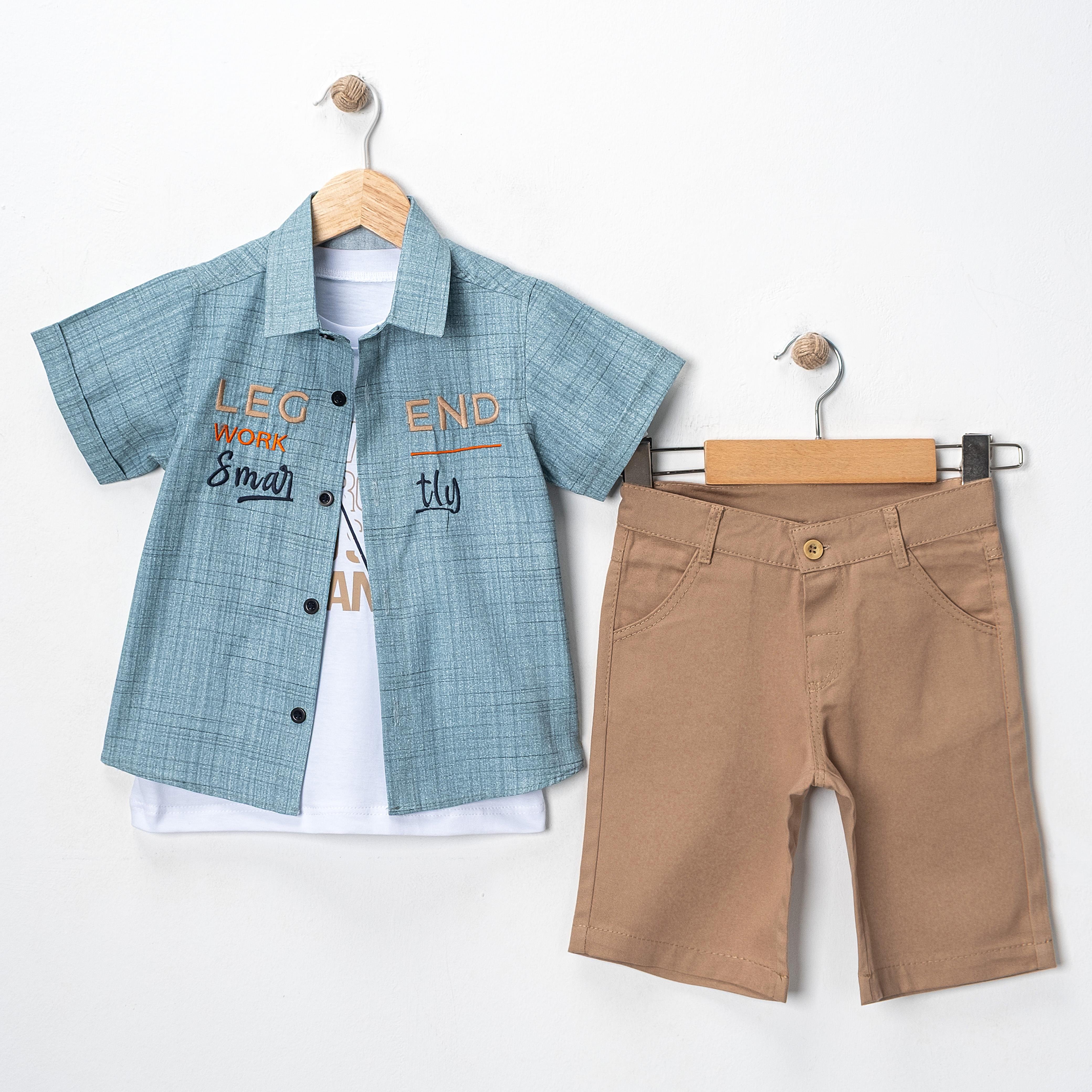 BY ÇELİX NAKIŞ DETAYLI GÖMLEKLİ ÜÇLÜ TAKIM 1-4 Y