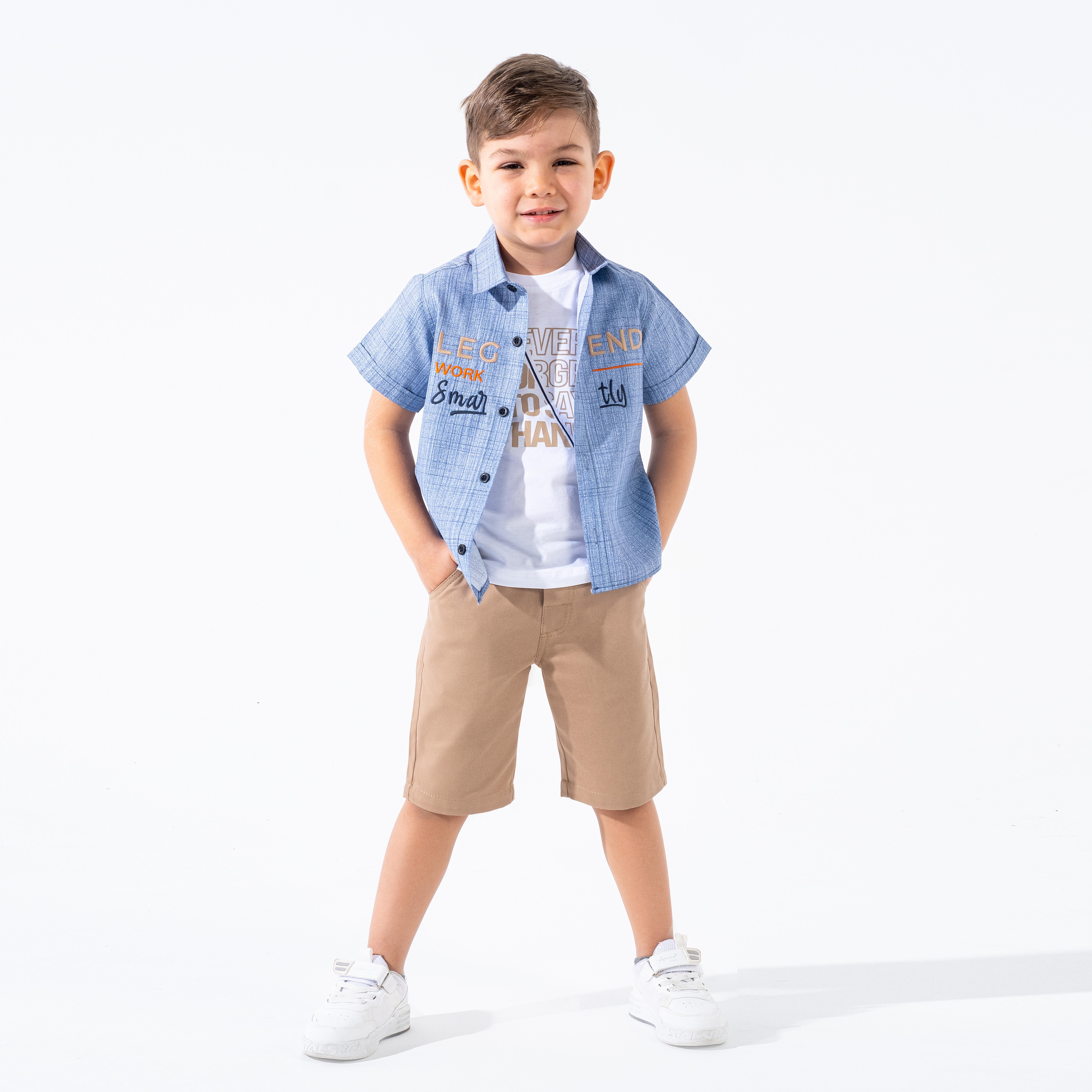 BY ÇELİX NAKIŞ DETAYLI GÖMLEKLİ ÜÇLÜ TAKIM 1-4 Y