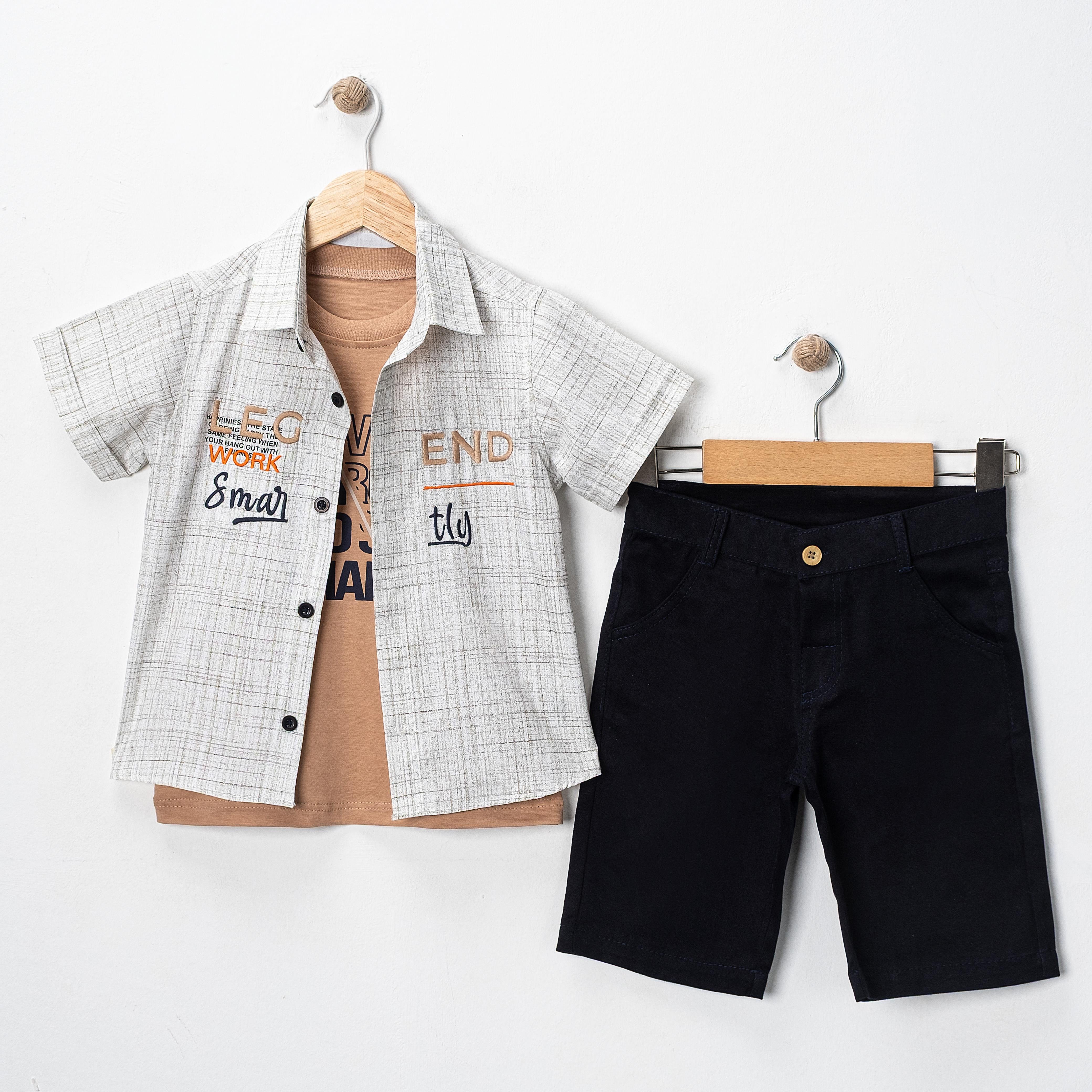 BY ÇELİX NAKIŞ DETAYLI GÖMLEKLİ ÜÇLÜ TAKIM 1-4 Y