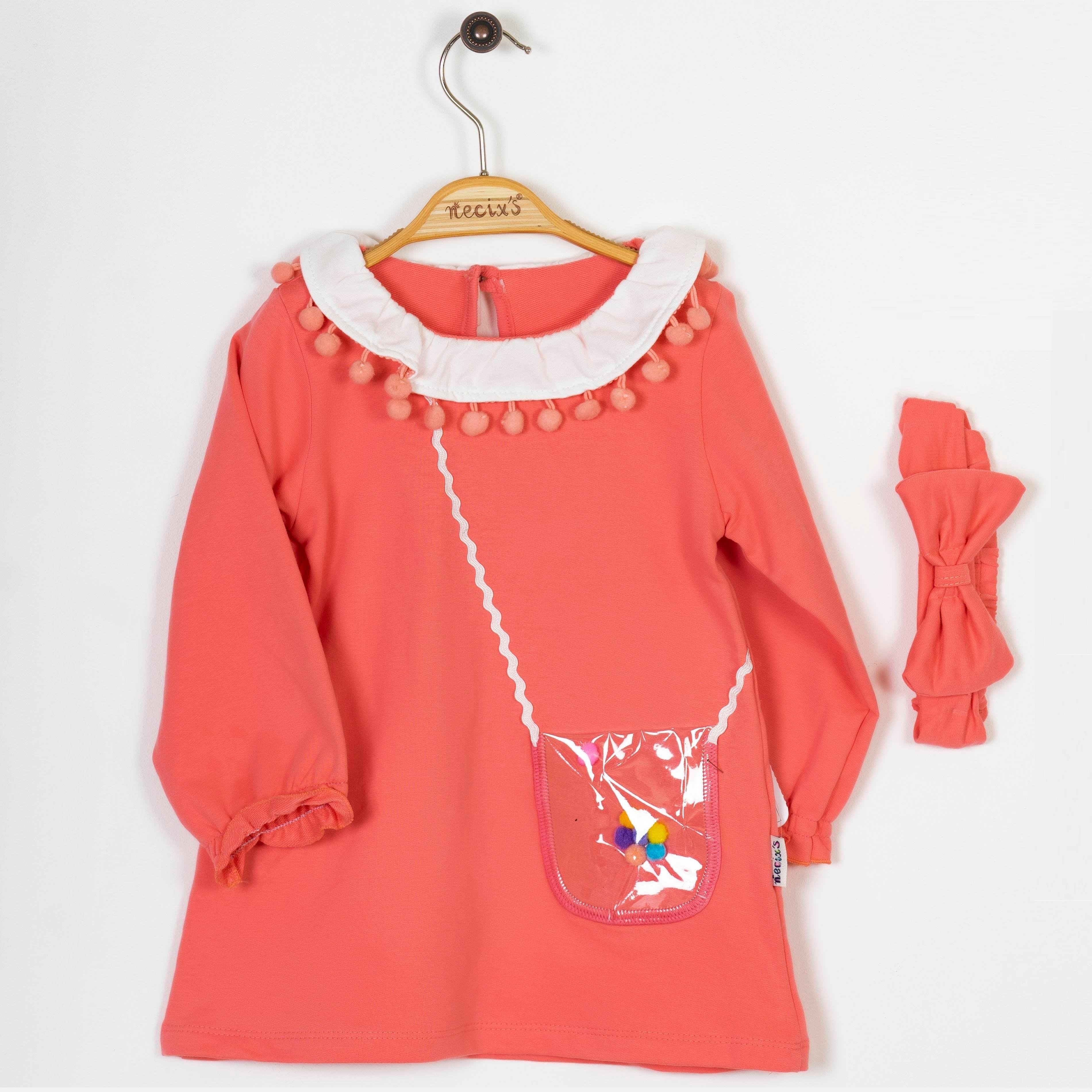 Çanta Desenli Bandanalı Kız Bebek Elbise