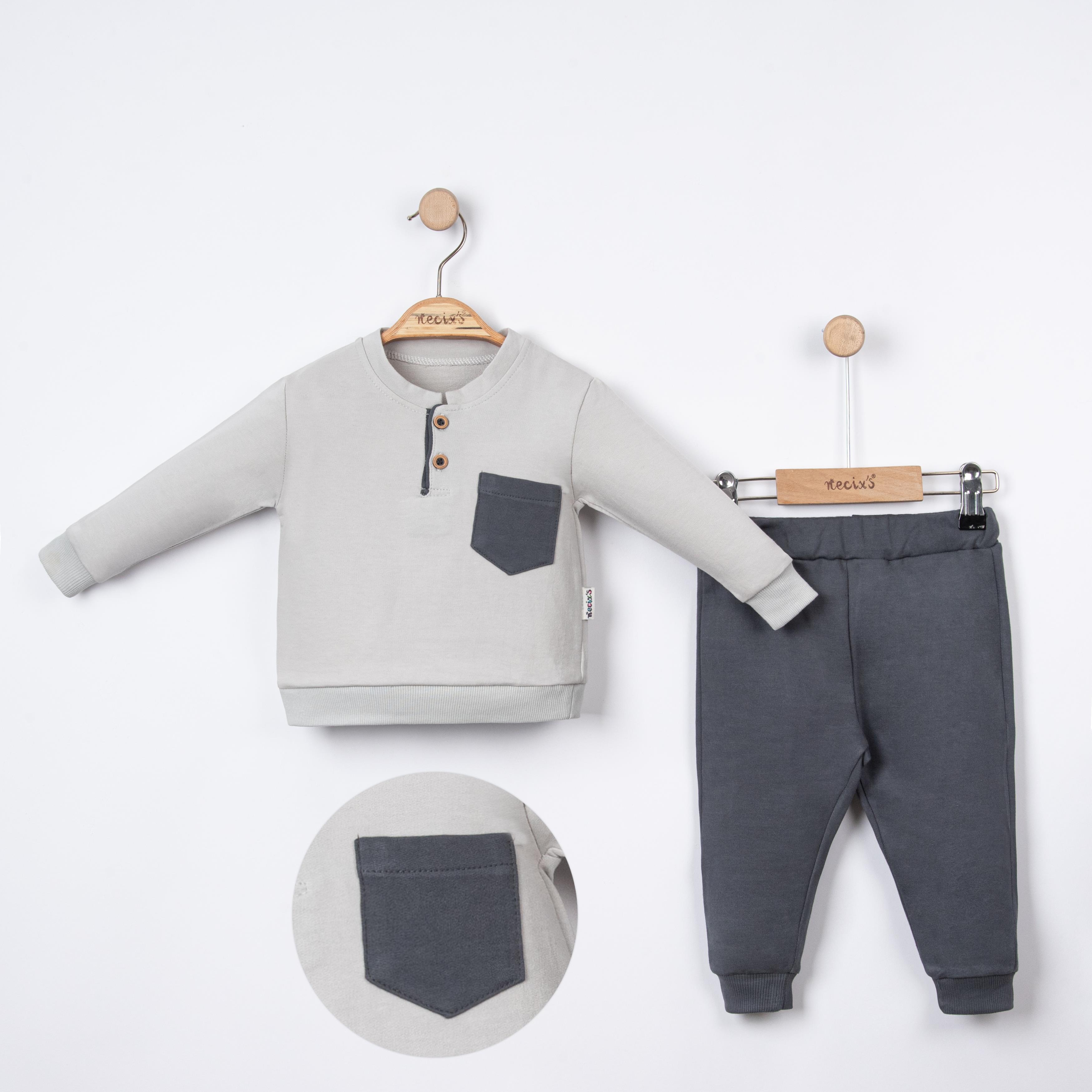 Cep Detaylı Erkek Bebek İkili Takım