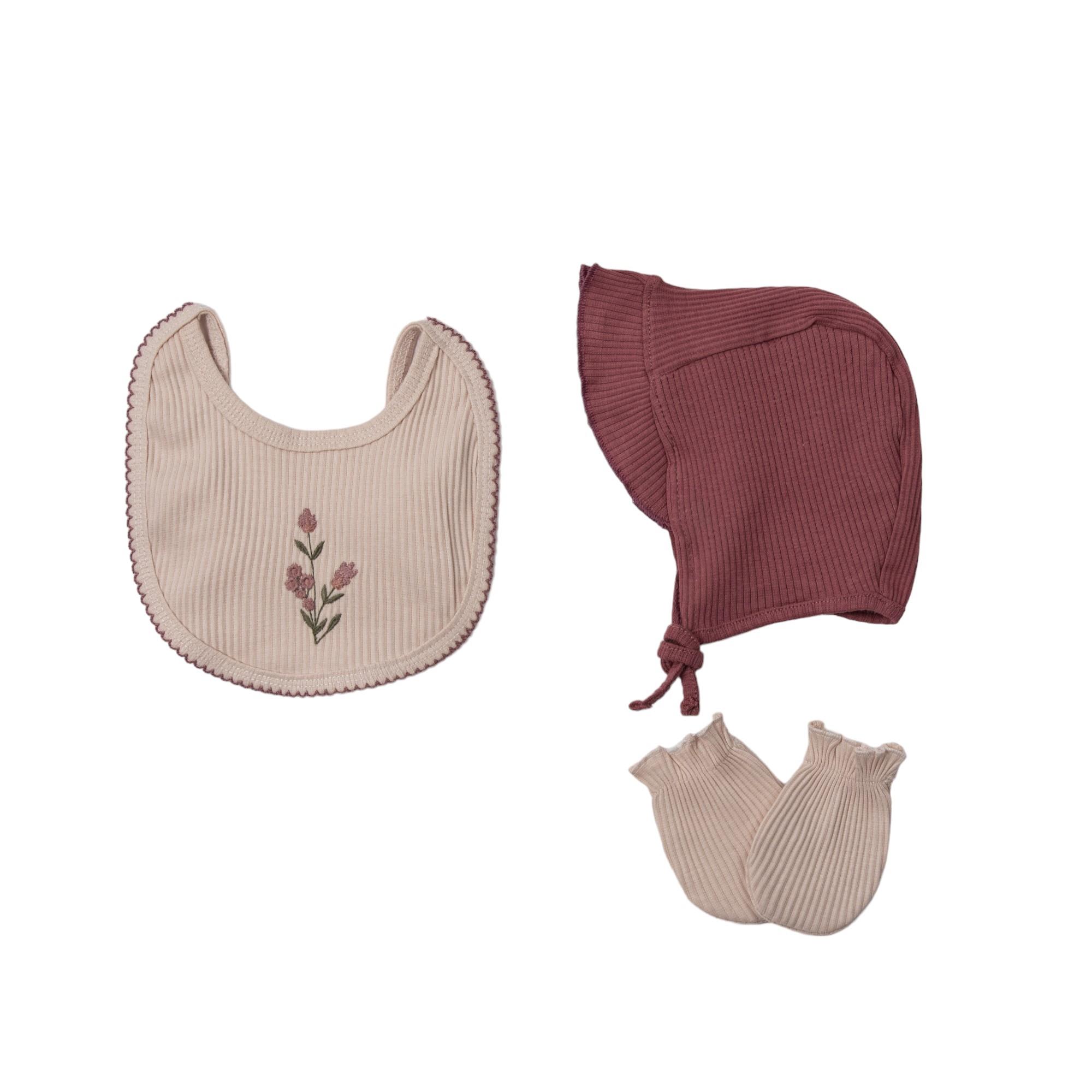 Cepli Çiçek Kız Bebek Hastane Çıkışı Beşli Set