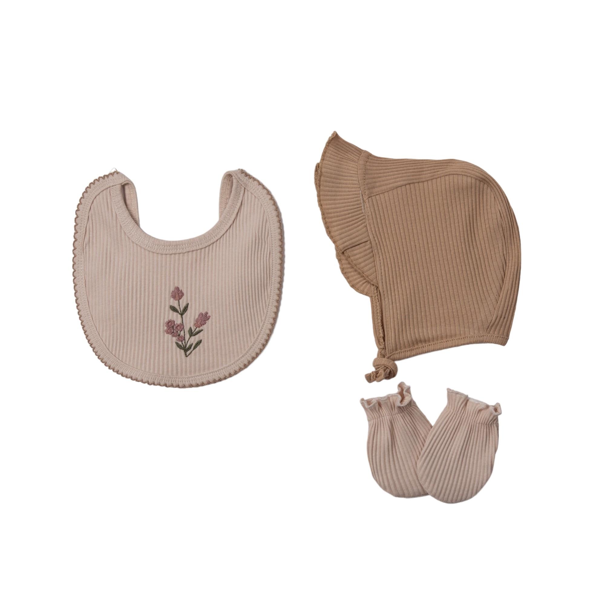 Cepli Çiçek Kız Bebek Hastane Çıkışı Beşli Set