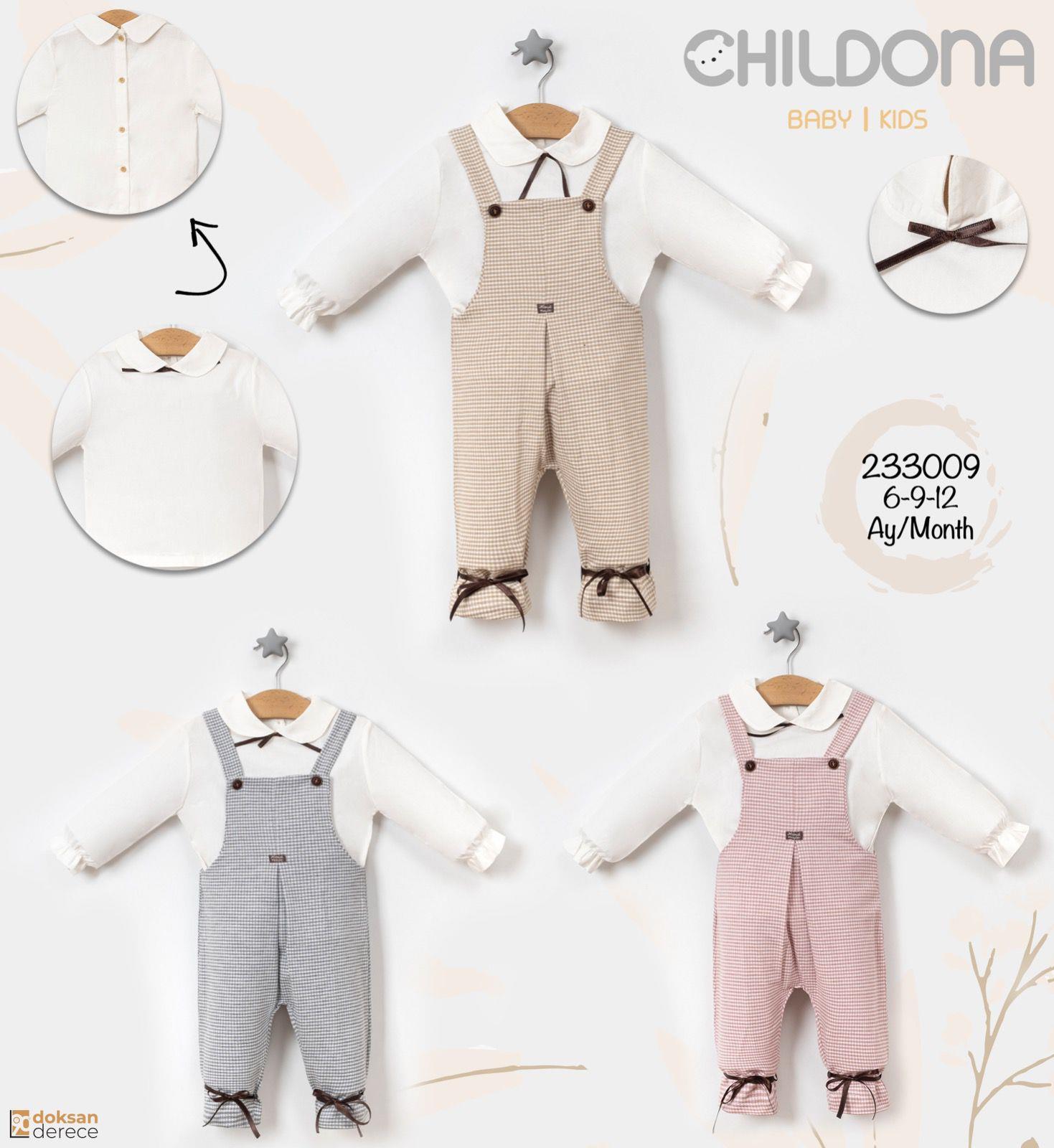 Childona Gömlekli Erkek Bebek Salopet Takım