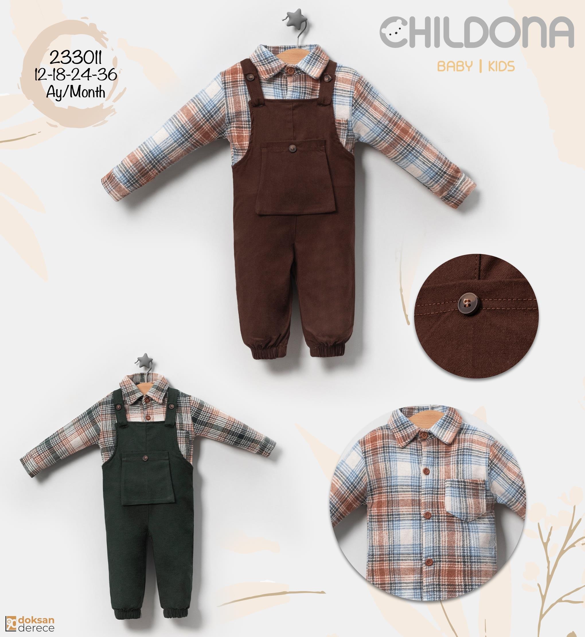 Childona Oduncu Gömlekli Salopetli Erkek Bebek İkili Takım