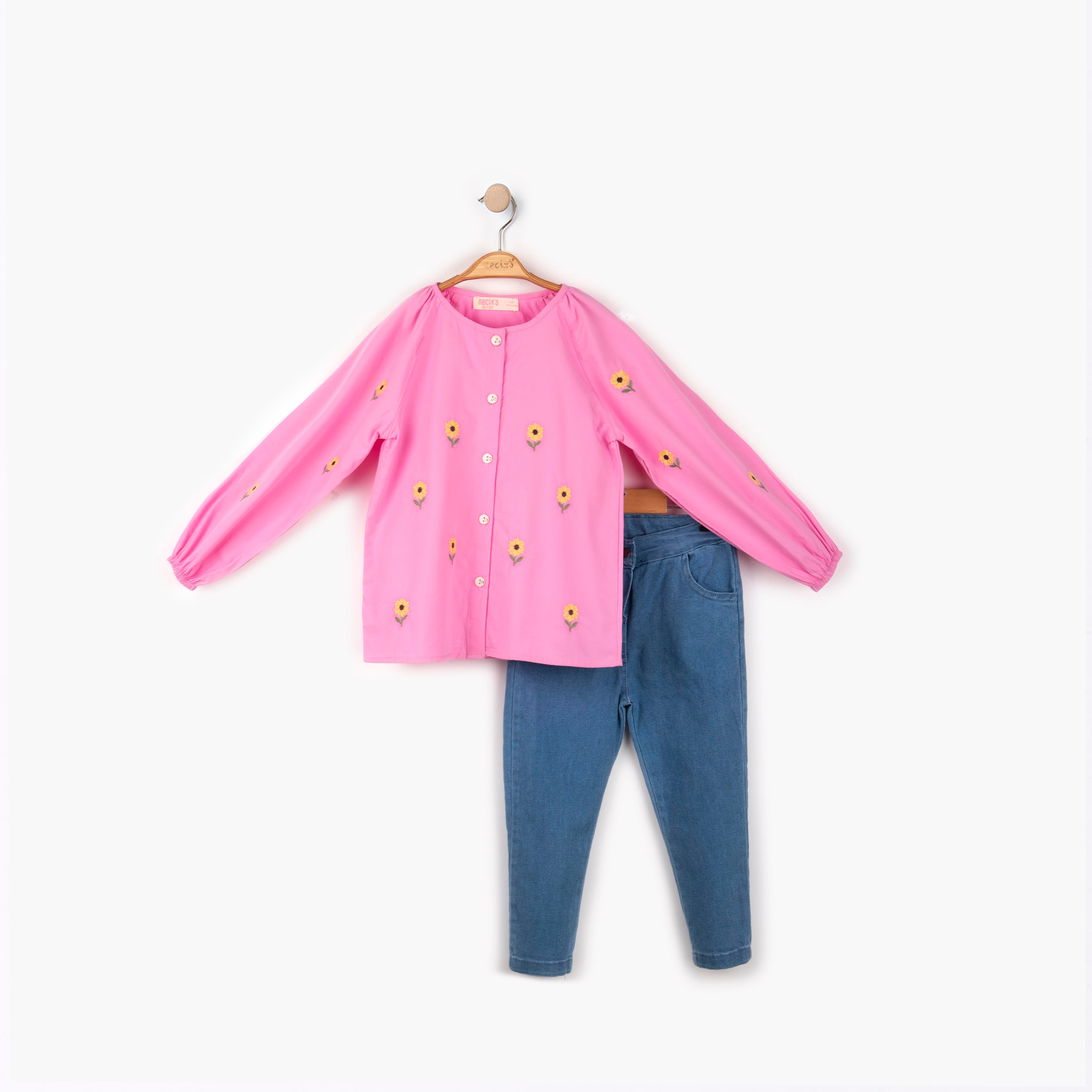 Çiçek Baskılı Kız Çocuk İkii Takım