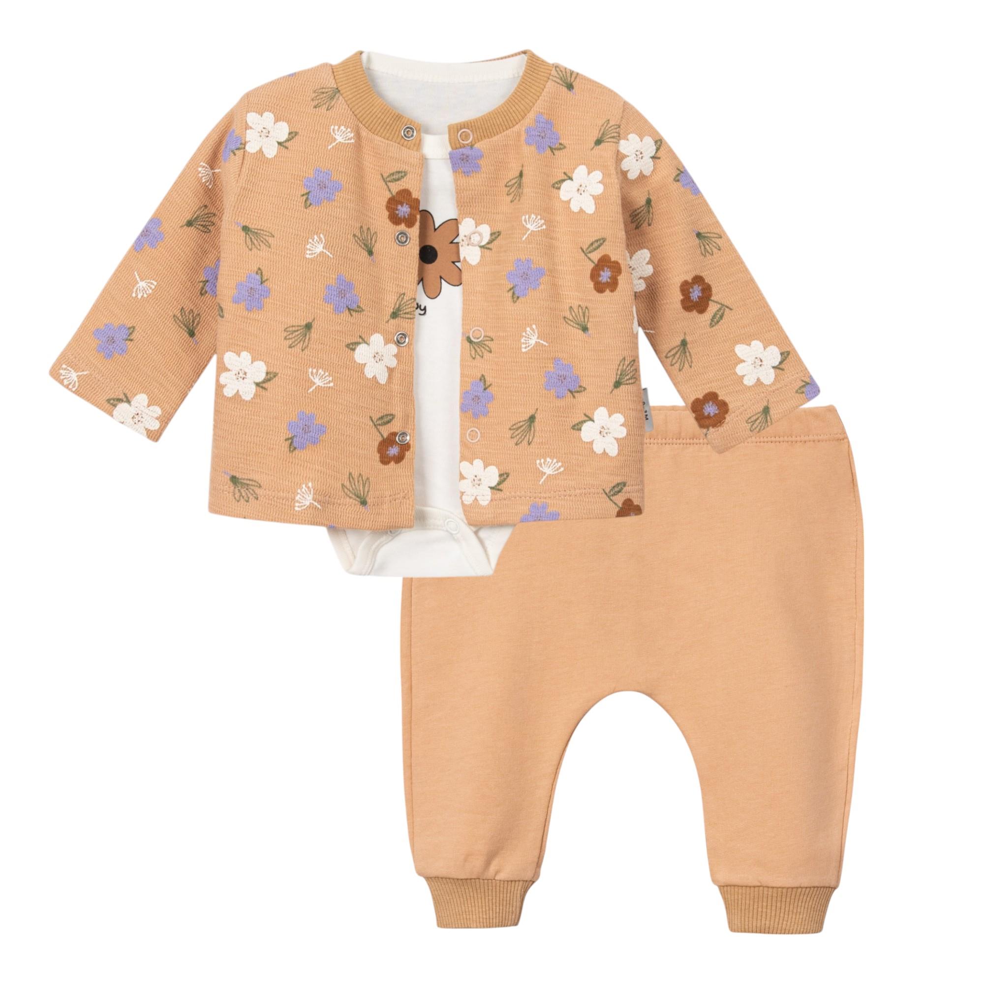Çiçek Desenli Kız Bebek Üçlü Takım