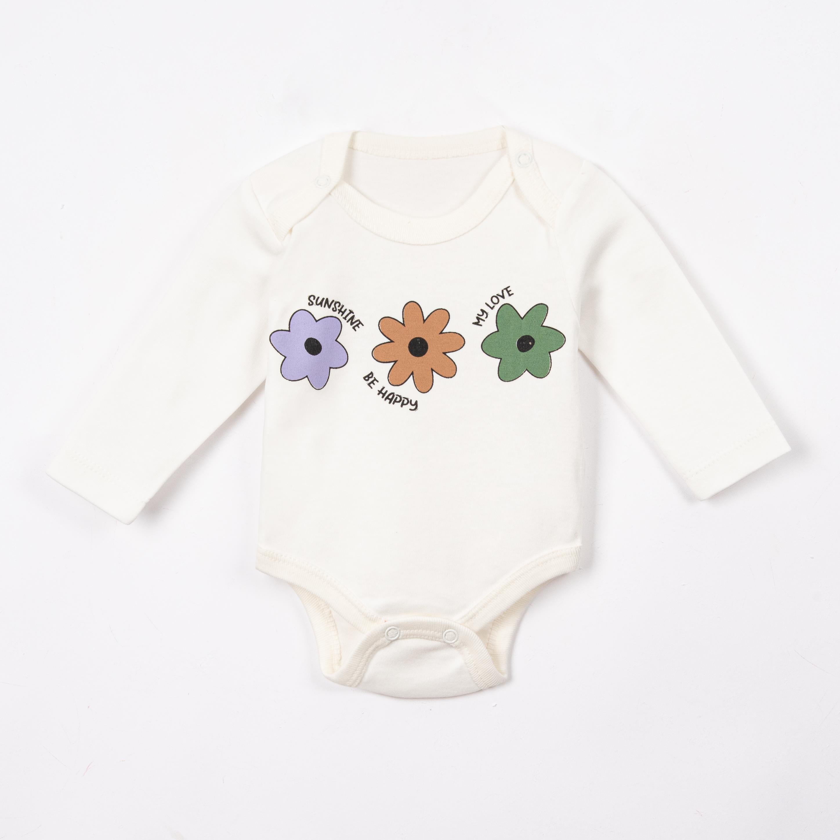 Çiçek Desenli Kız Bebek Üçlü Takım