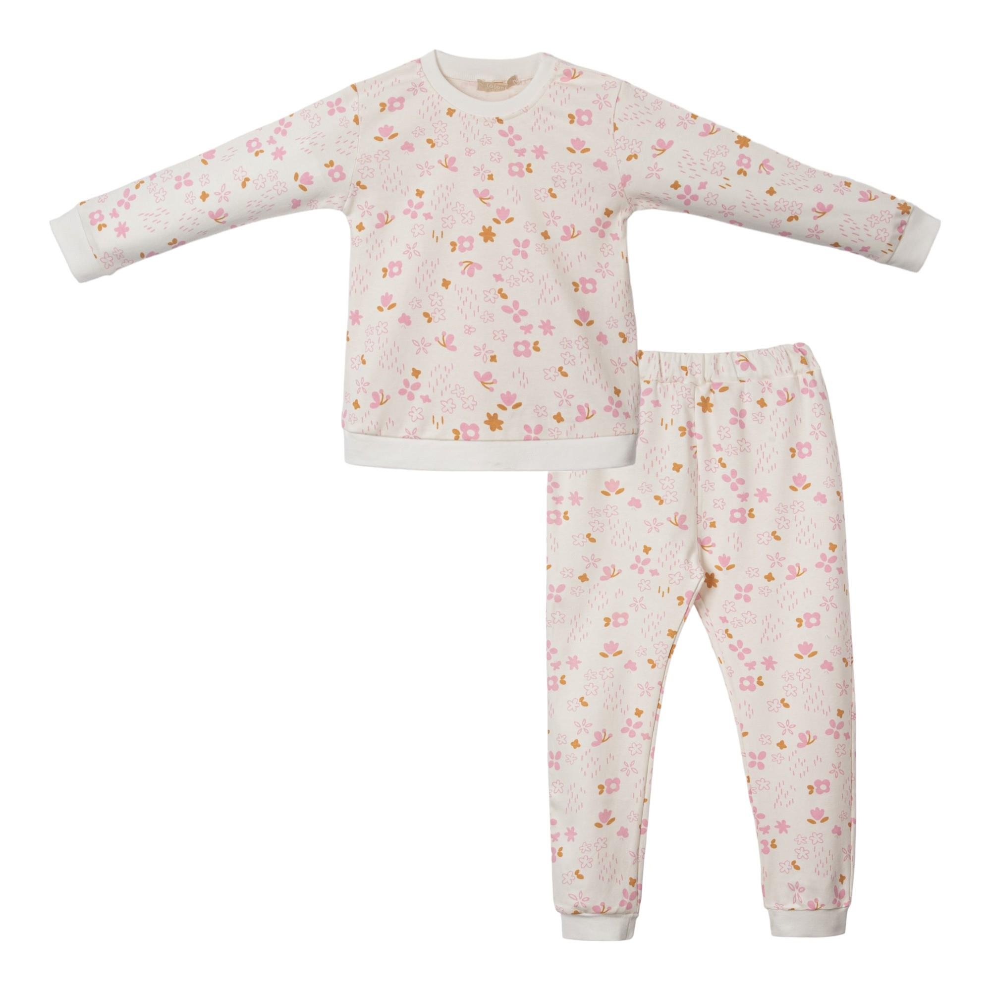 Çiçek Desenli Kız Çocuk Pijama Takımı