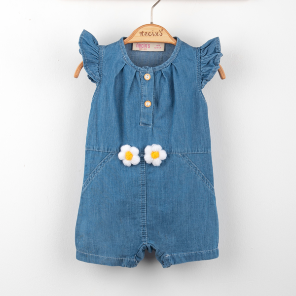 Çiçek Nakışlı Kız Bebek Tulum