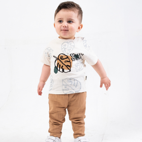 CİCİBEN ERKEK BEBEK YAPRAK BASKILI TAKIM 6-24 M