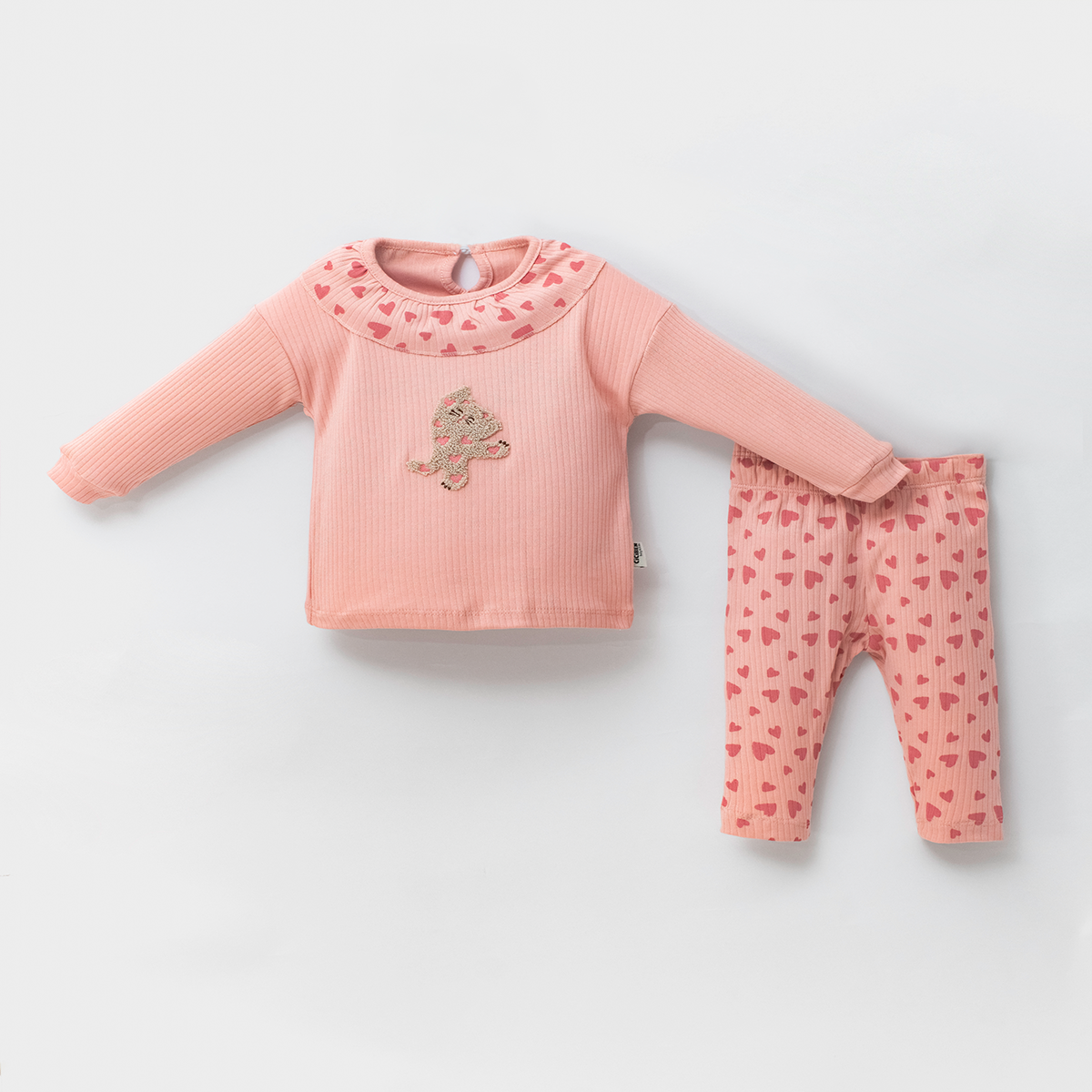 CİCİBEN KEDİ NAKIŞLI KIZ BEBEK İKİLİ TAKIM