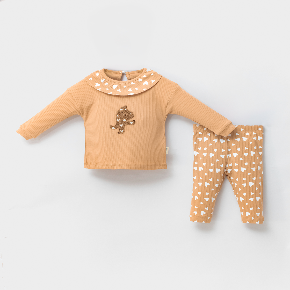 CİCİBEN KEDİ NAKIŞLI KIZ BEBEK İKİLİ TAKIM