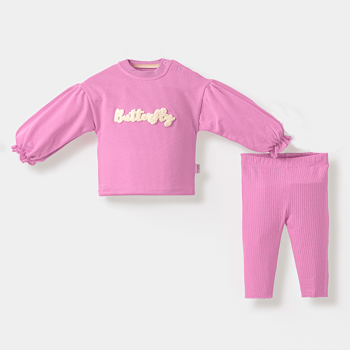 CİCİBEN KIZ BEBEK BUTTERFLY NAKIŞ DETAYLI 2 Lİ TAKIM 6-24 AY