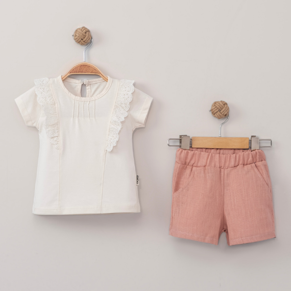 CİCİBEN KIZ BEBEK OMUZLARI GÜPÜRLÜ  TAKIM 6-24 M