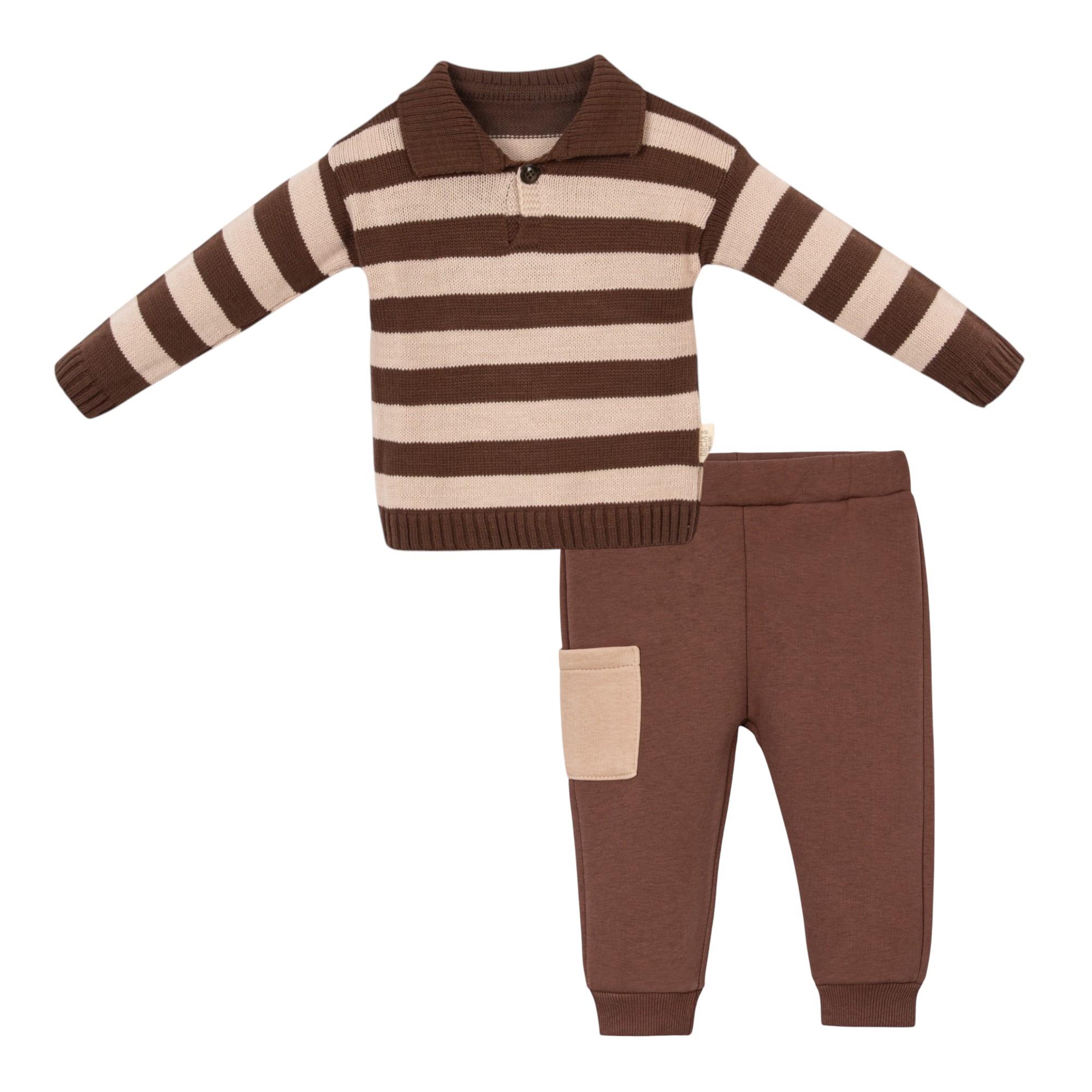 Çizgili Triko Erkek Bebek İkili Takım