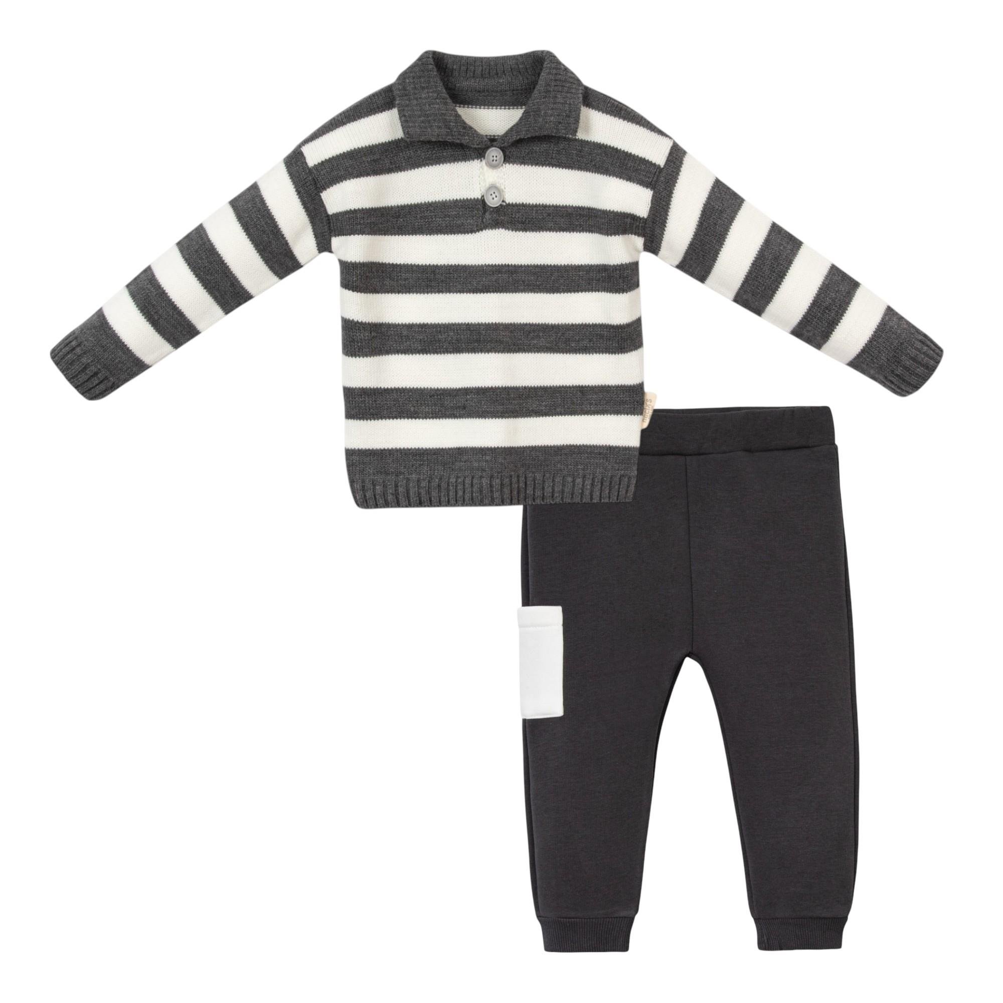 Çizgili Triko Erkek Bebek İkili Takım