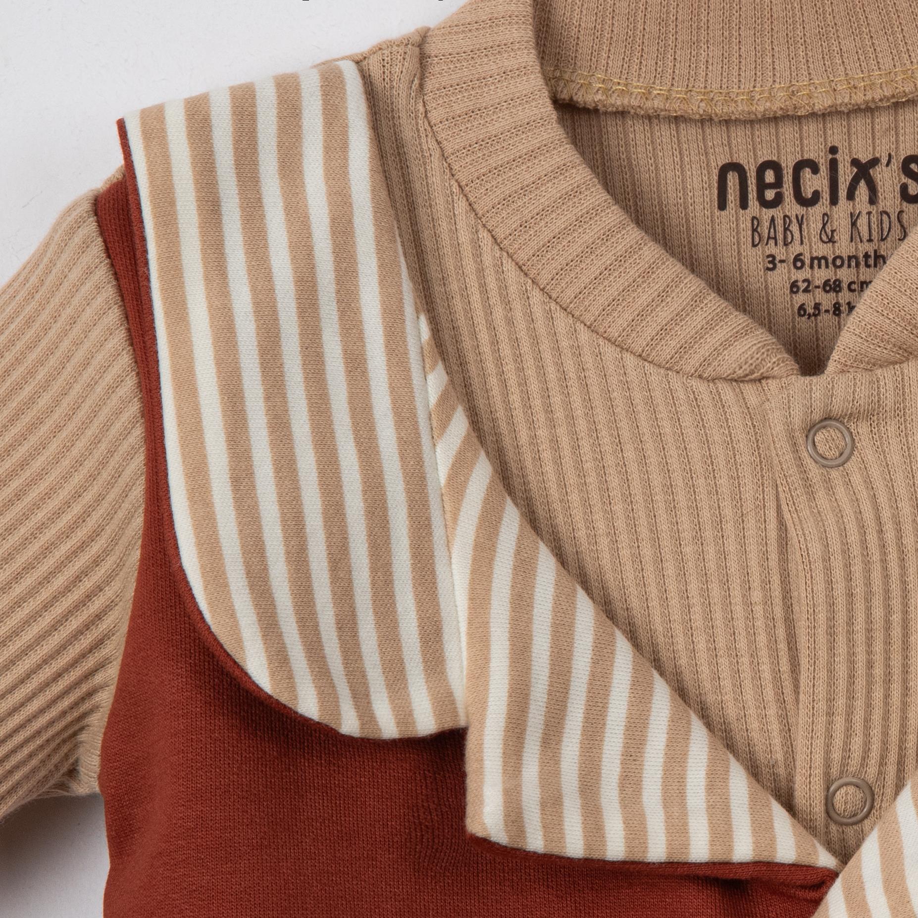 Çizgili Yaka Gentleman Erkek Bebek Yelekli Tulum