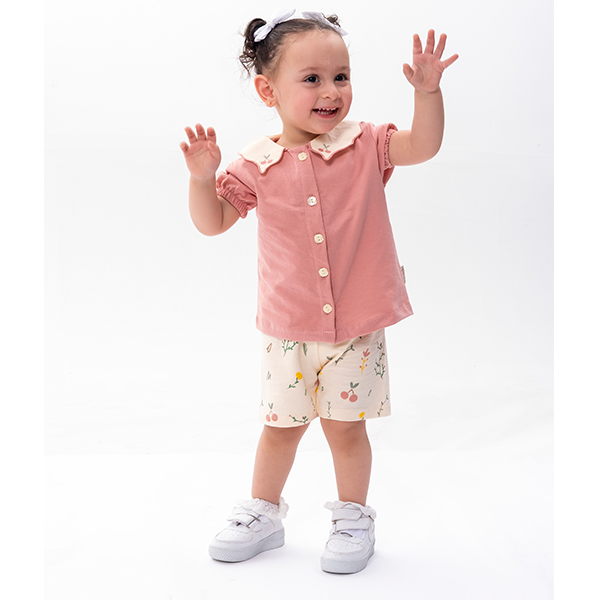 ÇOCJUXS KIZ BEBEK KİRAZ NAKIŞ YAKALI 2 Lİ TAKIM