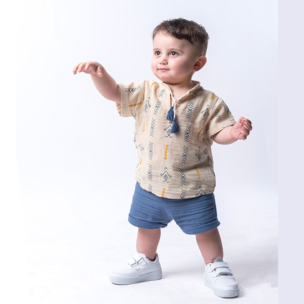 ÇOJUXS  BASKILI ERKEK BEBEK MÜSLİN 2 Lİ TAKIM