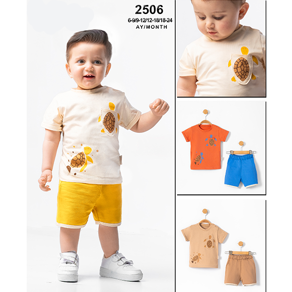 ÇOJUXS KAPLUMBAĞ BASKILI ERKEK BEBEK 2 Lİ TAKIM