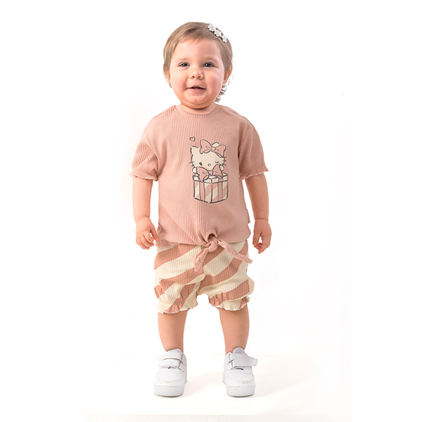 ÇOJUXS KIZ BEBEK KEDİ BASKILI 2 Lİ TAKIM