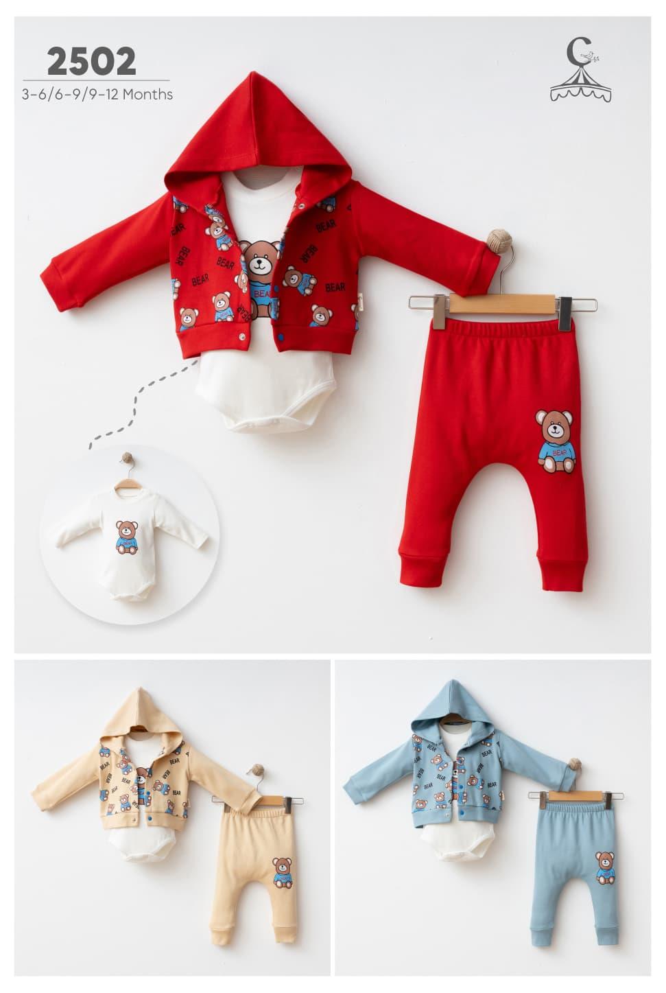 COŞAY BABY BEAR AYICIK BASKILI ZIBINLI 3LÜ TAKIM