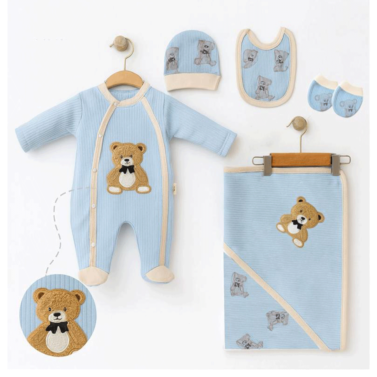 COŞAY BABY PELUŞ AYICIKLI BATTANIYELI 5Lİ SET