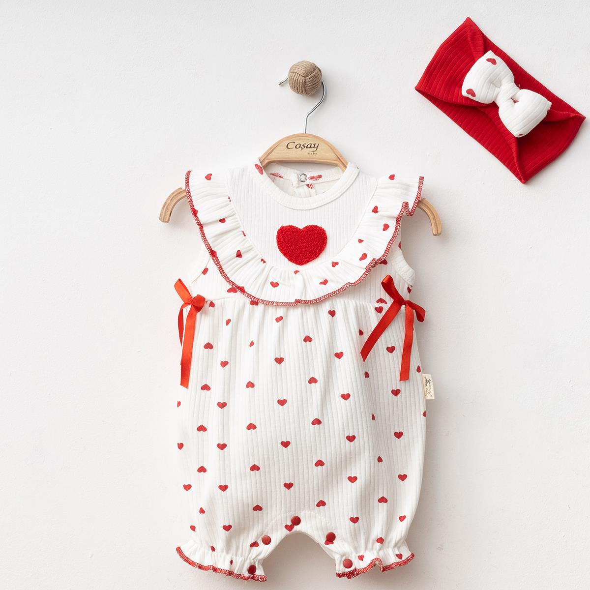 COŞAY BEBE SÜZÜNE KALPLİ KIZ BEBEK TULUM