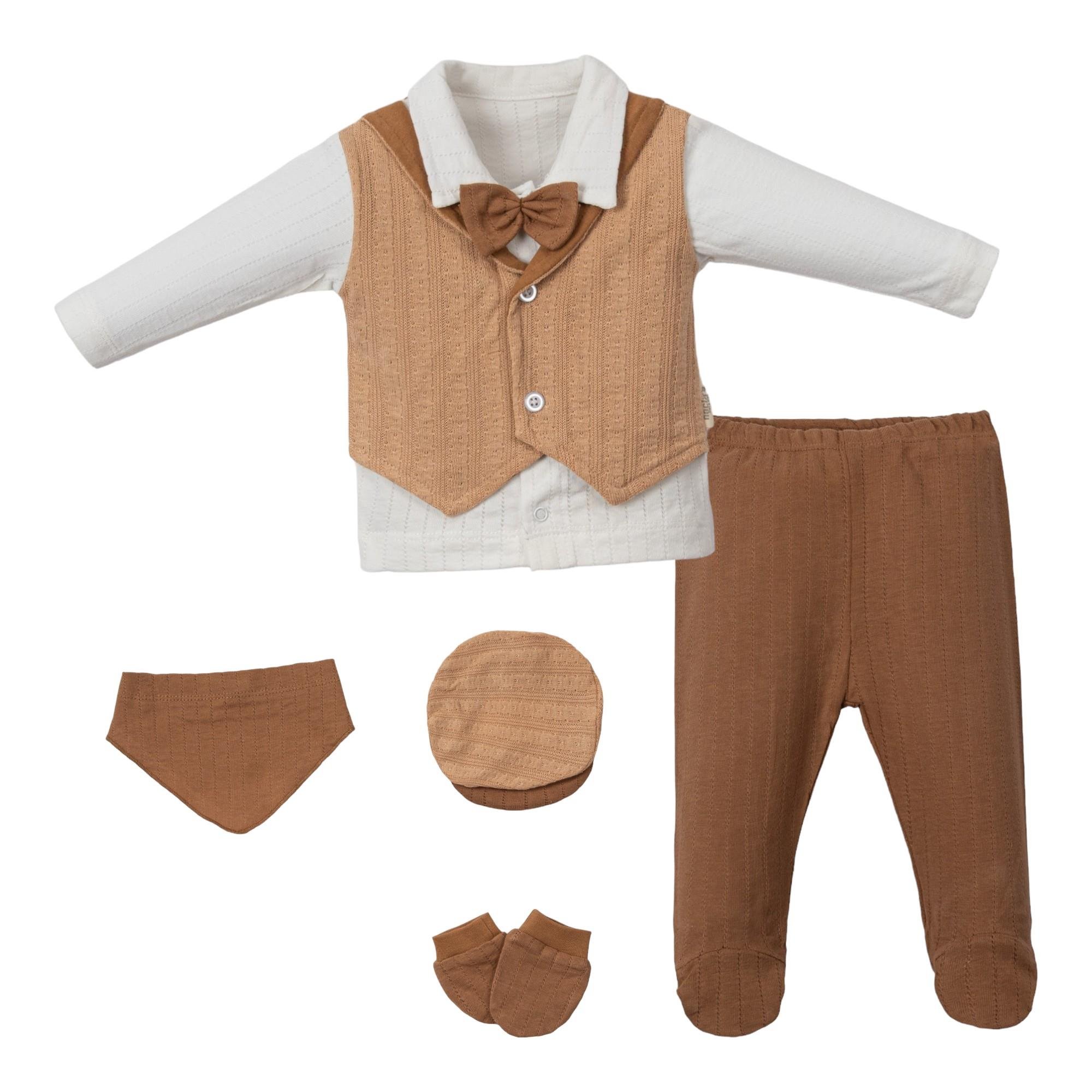 Davis Papyonlu Erkek Bebek Hastane Çıkışı Beşli Set