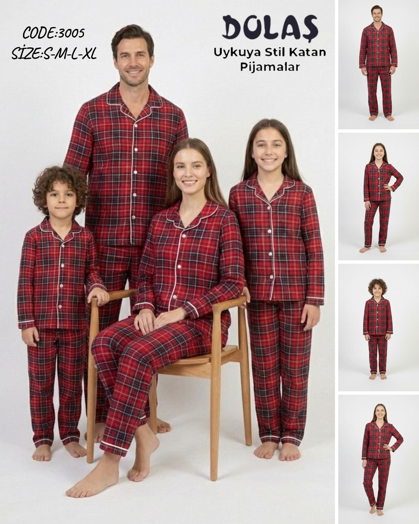 DOLAŞ KİDS EKOSE YETİŞKİN UNİSEX PİJAMA TAKIMI