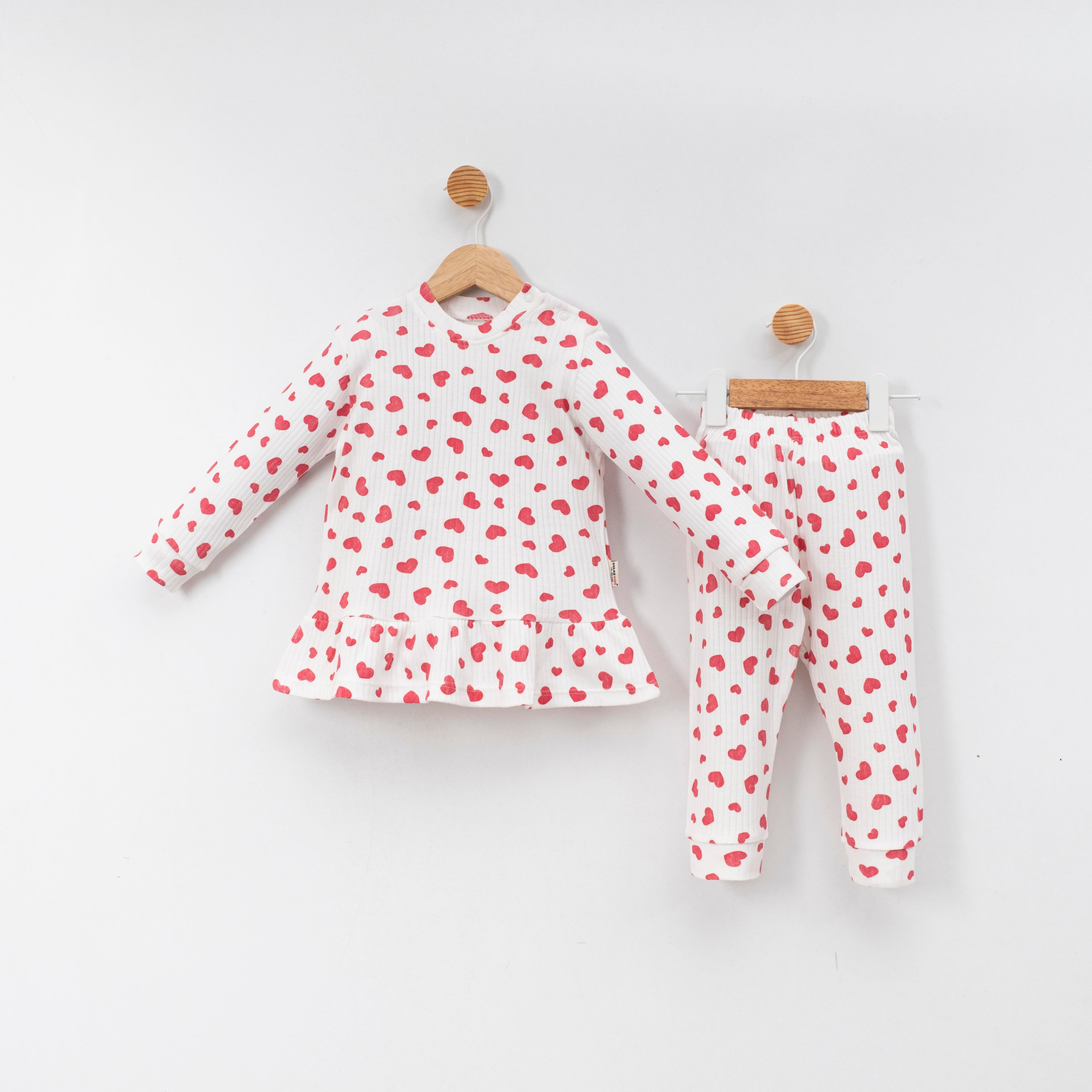 DOLAŞ KİDS KALP BASKILI PİJAMA TAKIMI 6-24 M