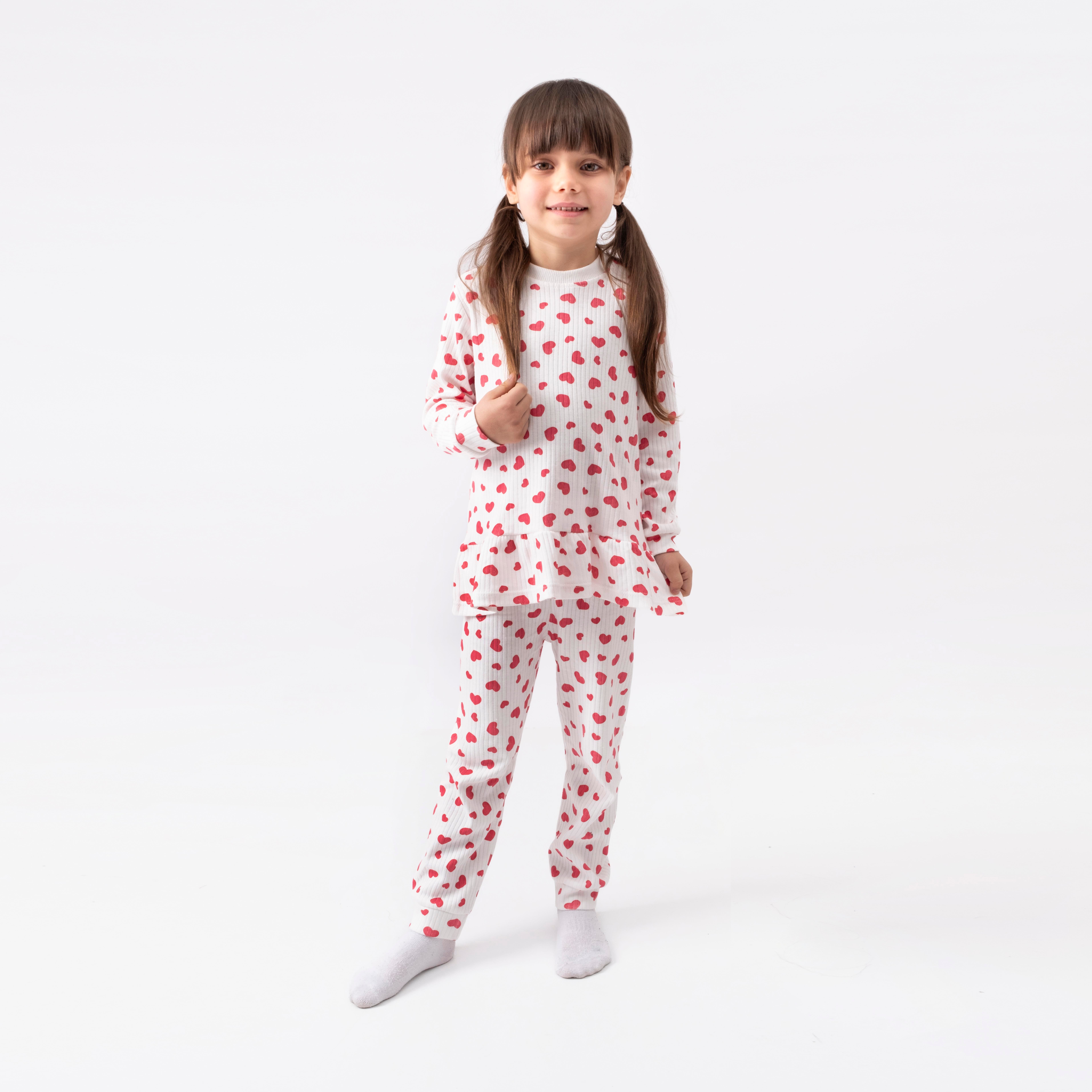 DOLAŞ KİDS KALP BASKILI PİJAMA TAKIMI 2-6 Y