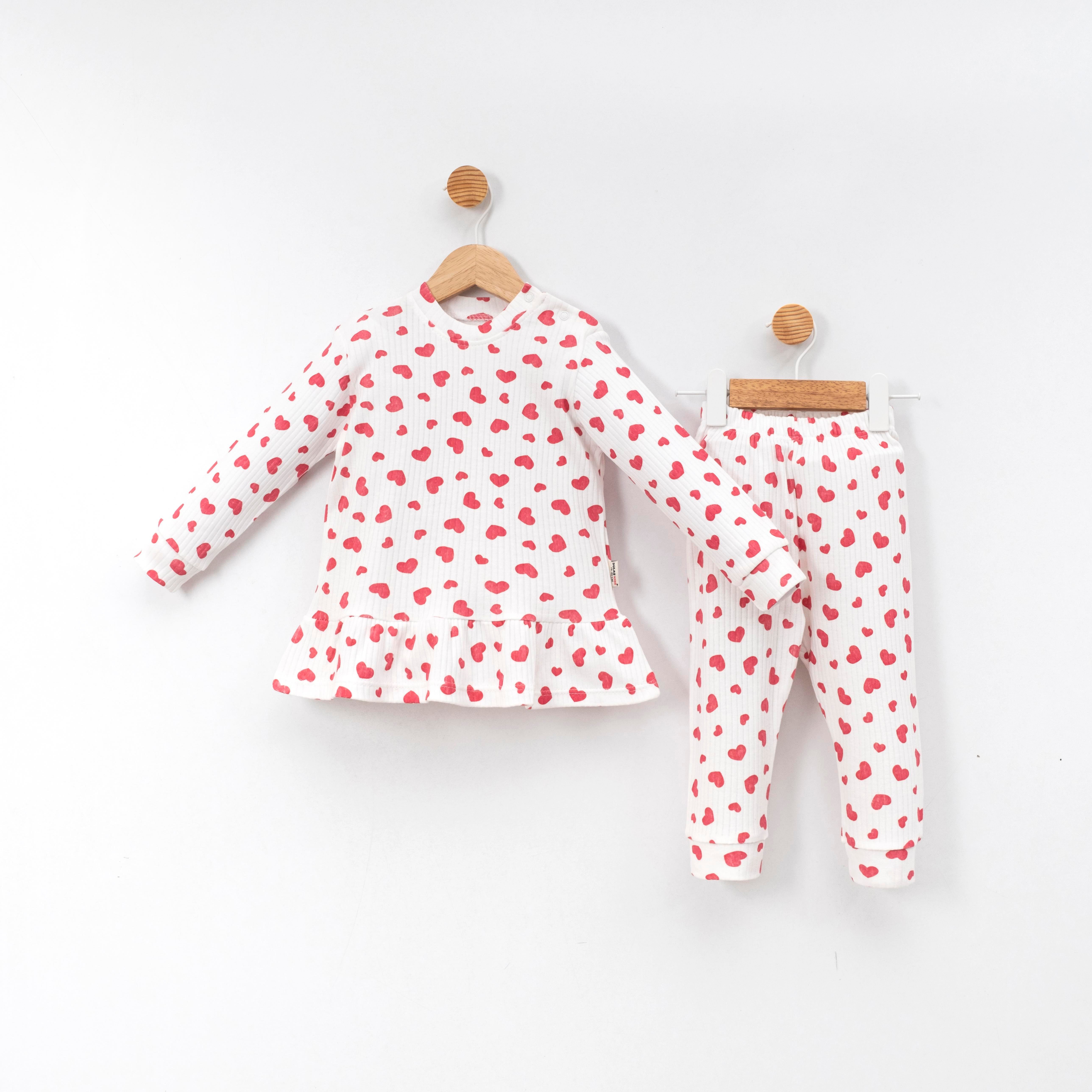 DOLAŞ KİDS KALP BASKILI PİJAMA TAKIMI 6-24 M
