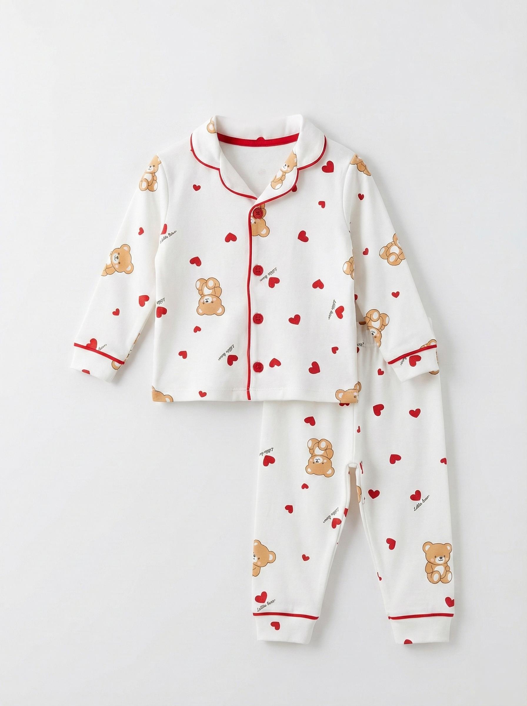 DOLAŞ KİDS KALPLİ AYICIK UNİSEX PİJAMA TAKIMI