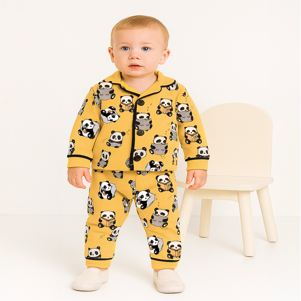DOLAŞ KİDS PANDA BASKILI ERKEK  BEBEK PİJAMA TAKIMI