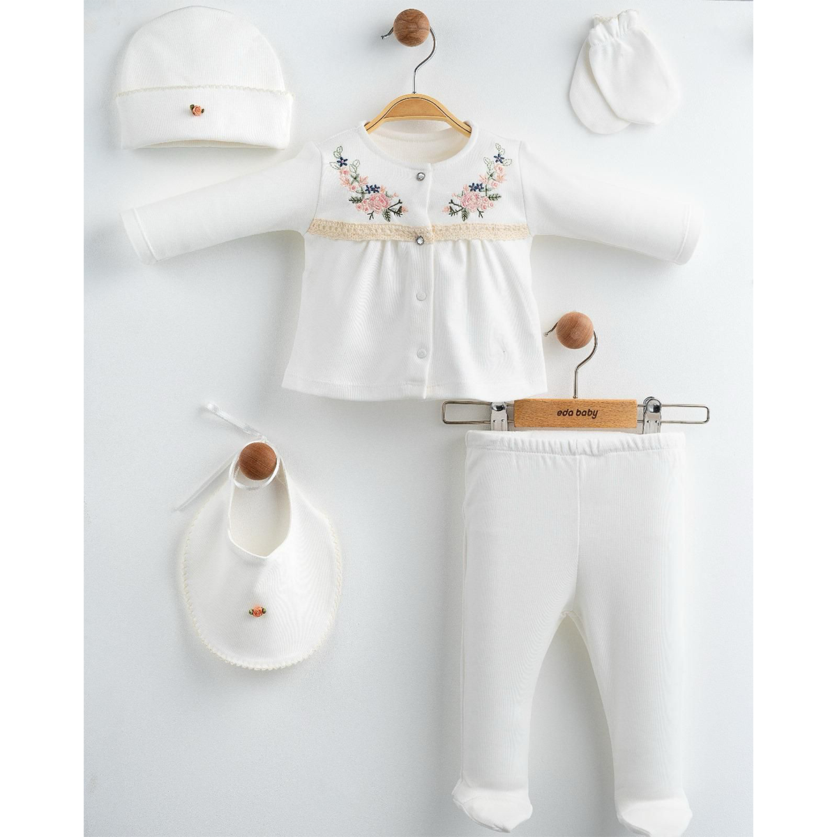 EDA BABY SIRALI ÇİÇEKLİ 5 Lİ SET 0-3 AY