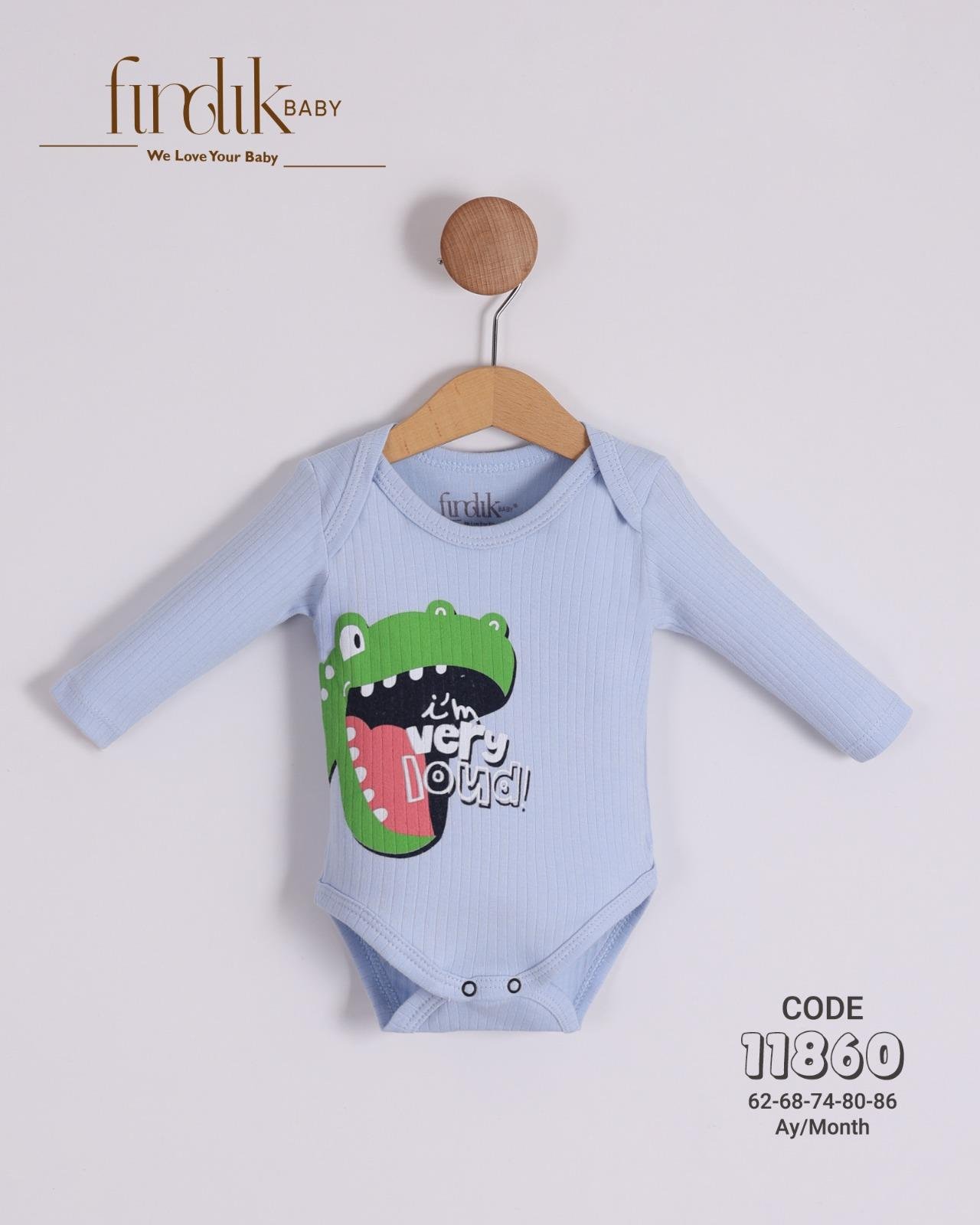 FINDIK BABY ERKEK BEBEK DİNAZOR  BASKILI BODY