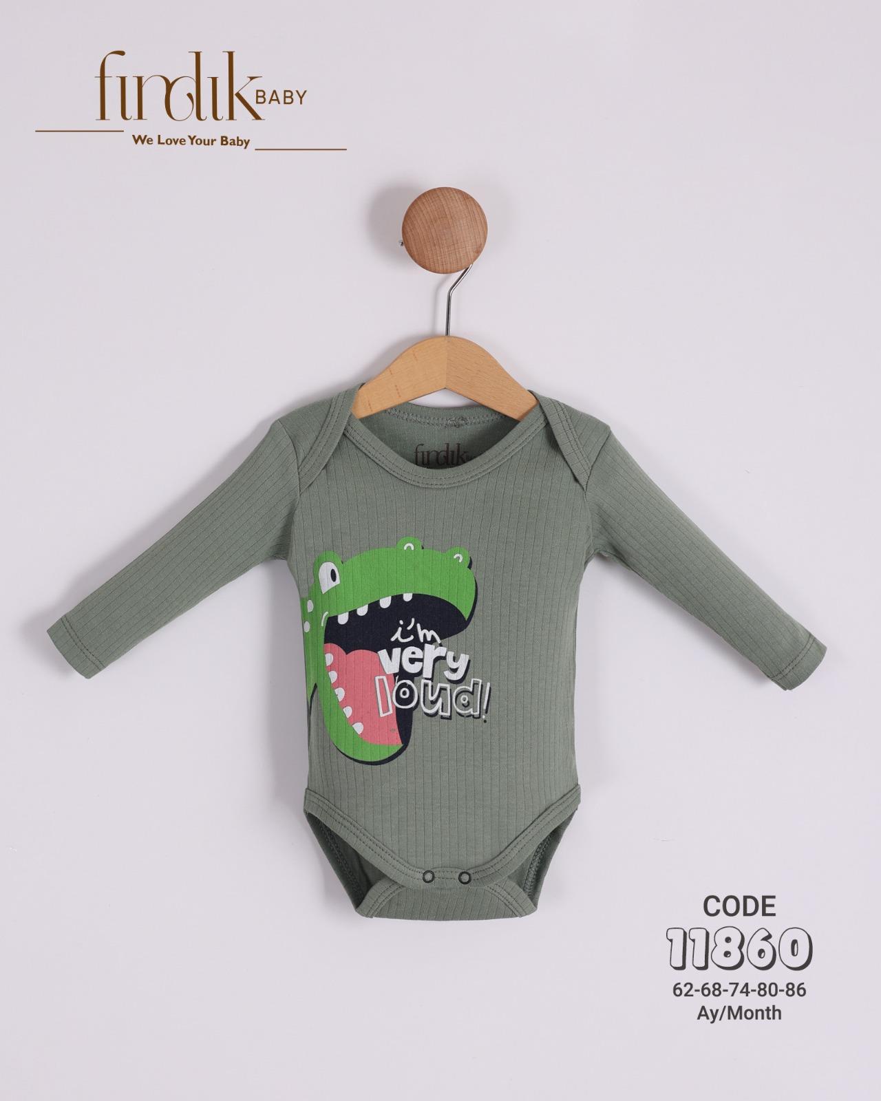 FINDIK BABY ERKEK BEBEK DİNAZOR  BASKILI BODY