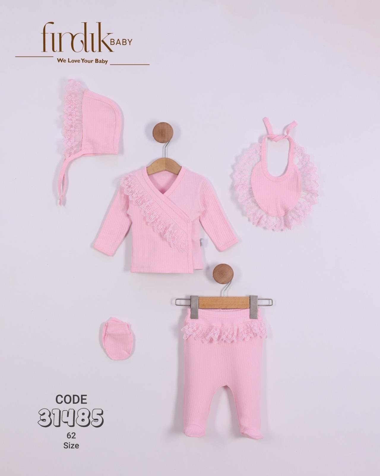 FINDIK BABY KIZ BEBEK DANTEL FIRFIR DETAYLI 5 Lİ ZIBIN TAKIMI