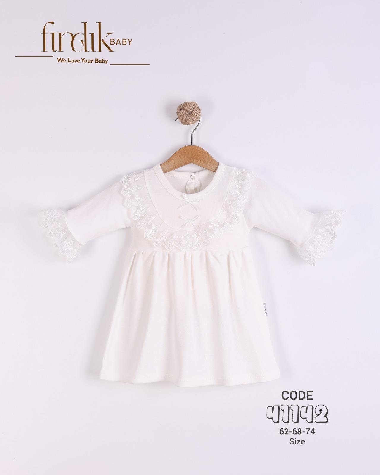 FINDIK BABY KIZ BEBEK GÜPÜR YAKALI ELBİSE