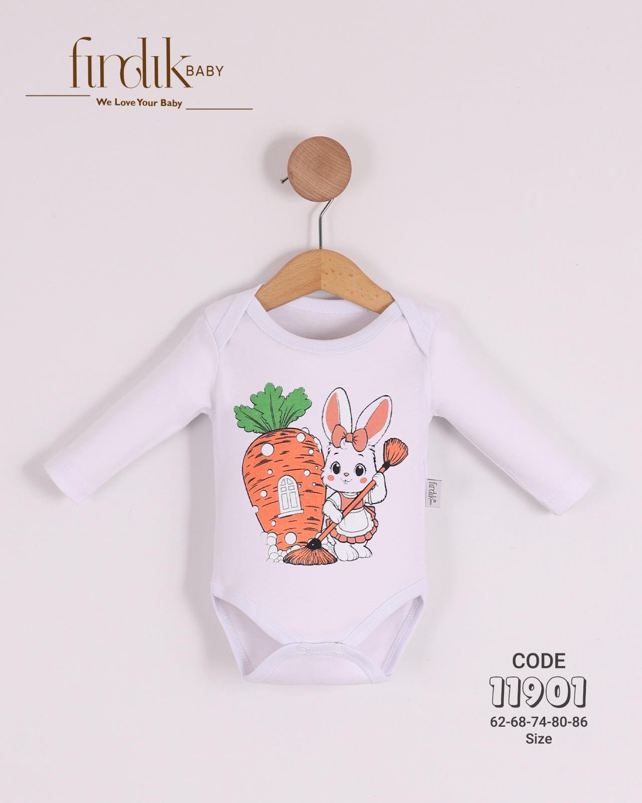 FINDIK BABY KIZ BEBEK TAVŞAN BASKILI BODY