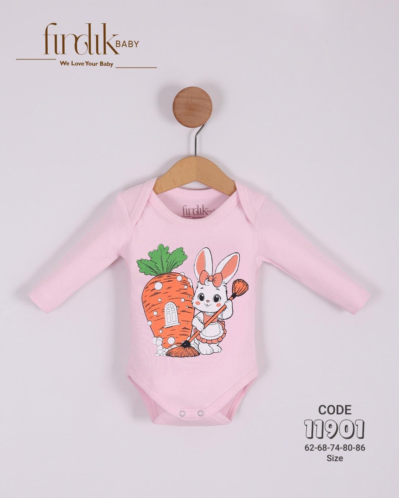 FINDIK BABY KIZ BEBEK TAVŞAN BASKILI BODY