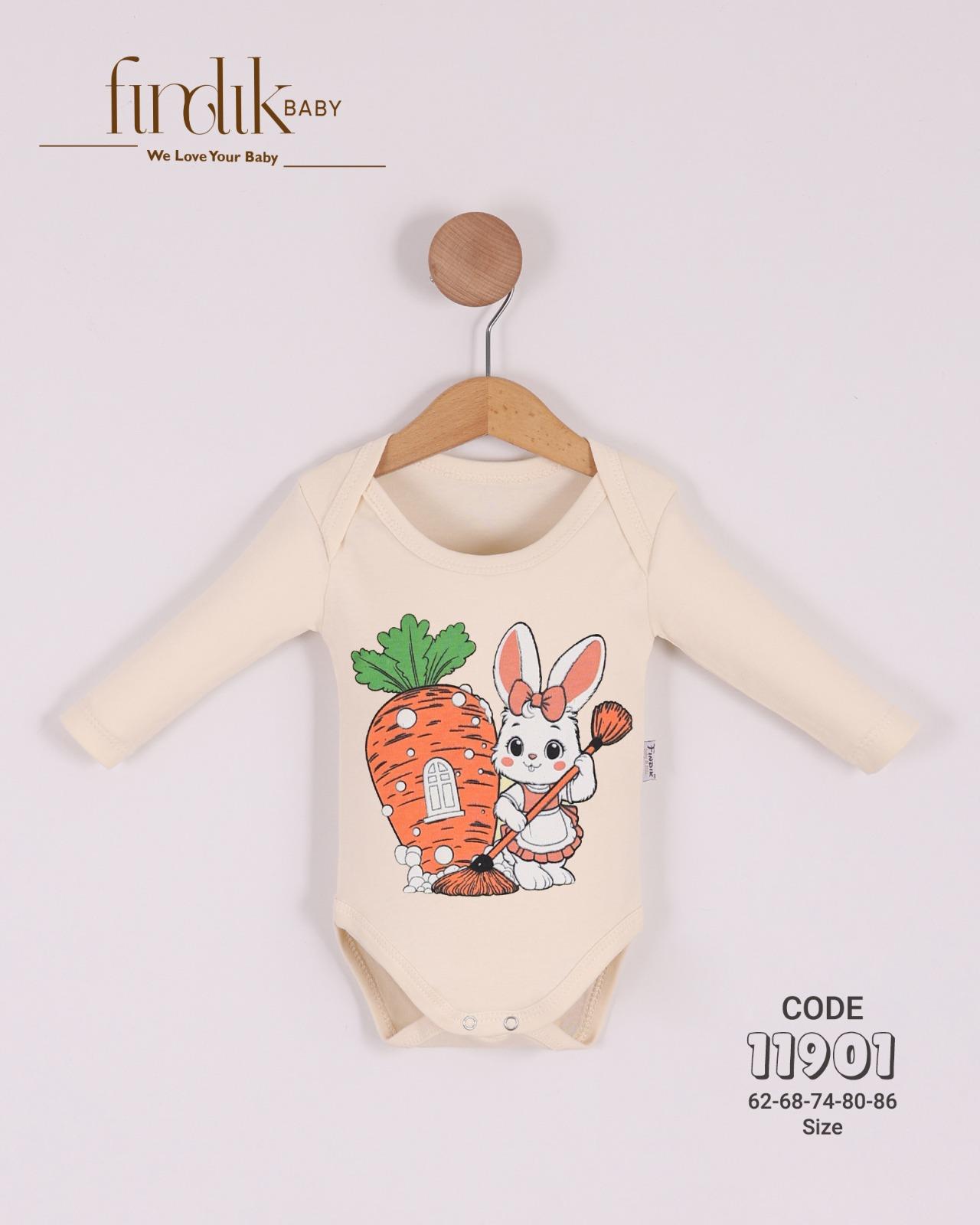 FINDIK BABY KIZ BEBEK TAVŞAN BASKILI BODY