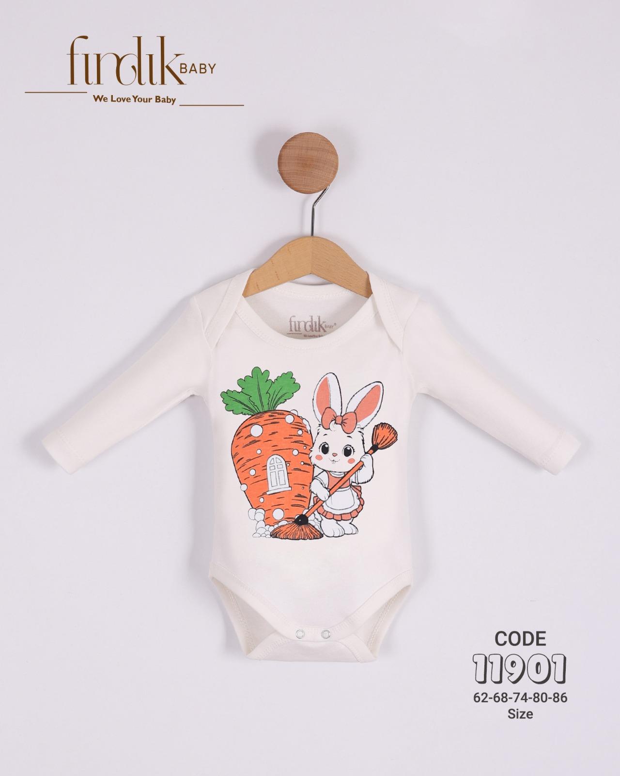 FINDIK BABY KIZ BEBEK TAVŞAN BASKILI BODY