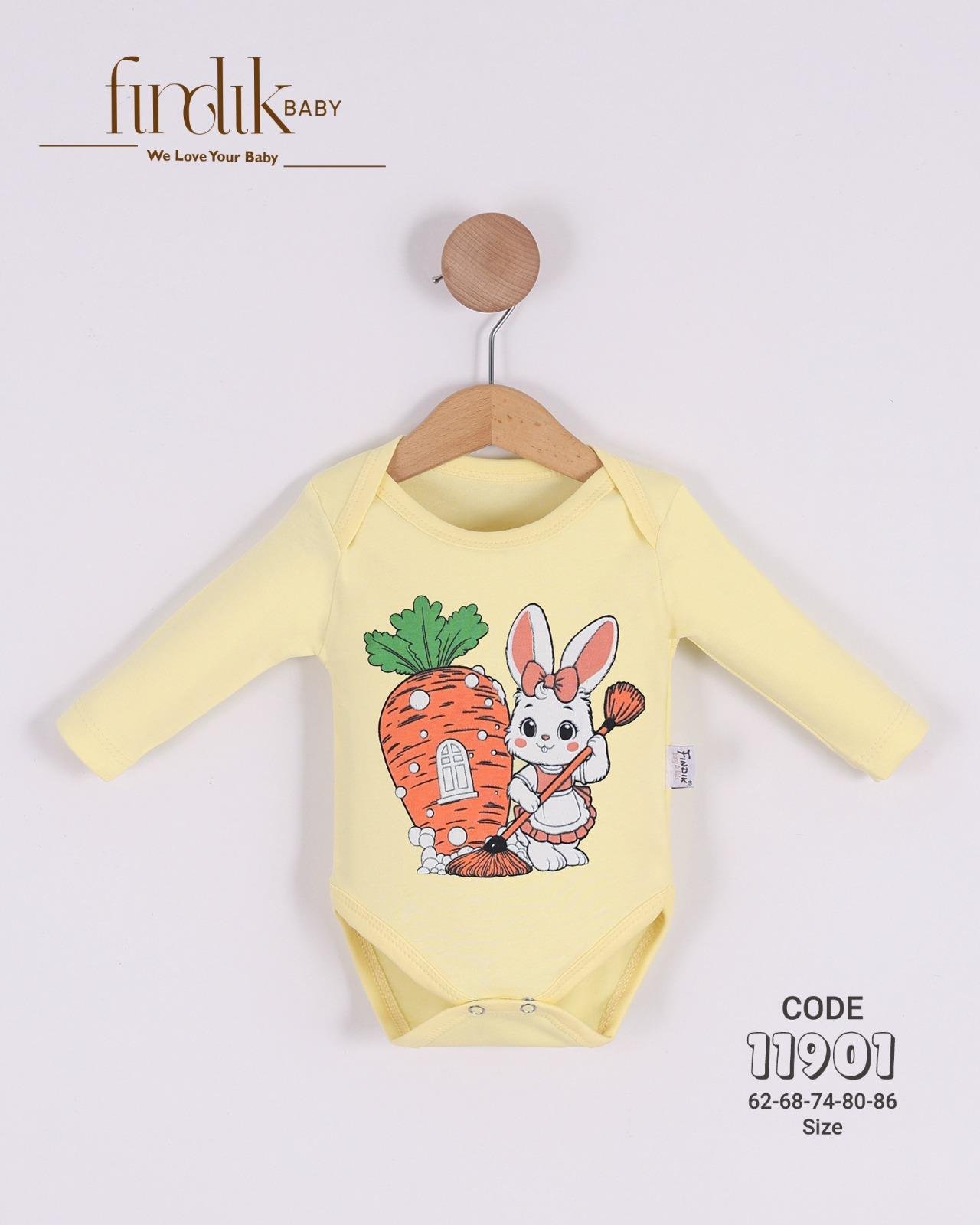FINDIK BABY KIZ BEBEK TAVŞAN BASKILI BODY